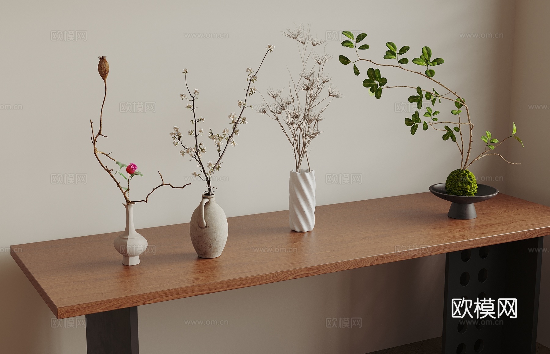 现代花瓶花艺 新中式花瓶花艺3d模型