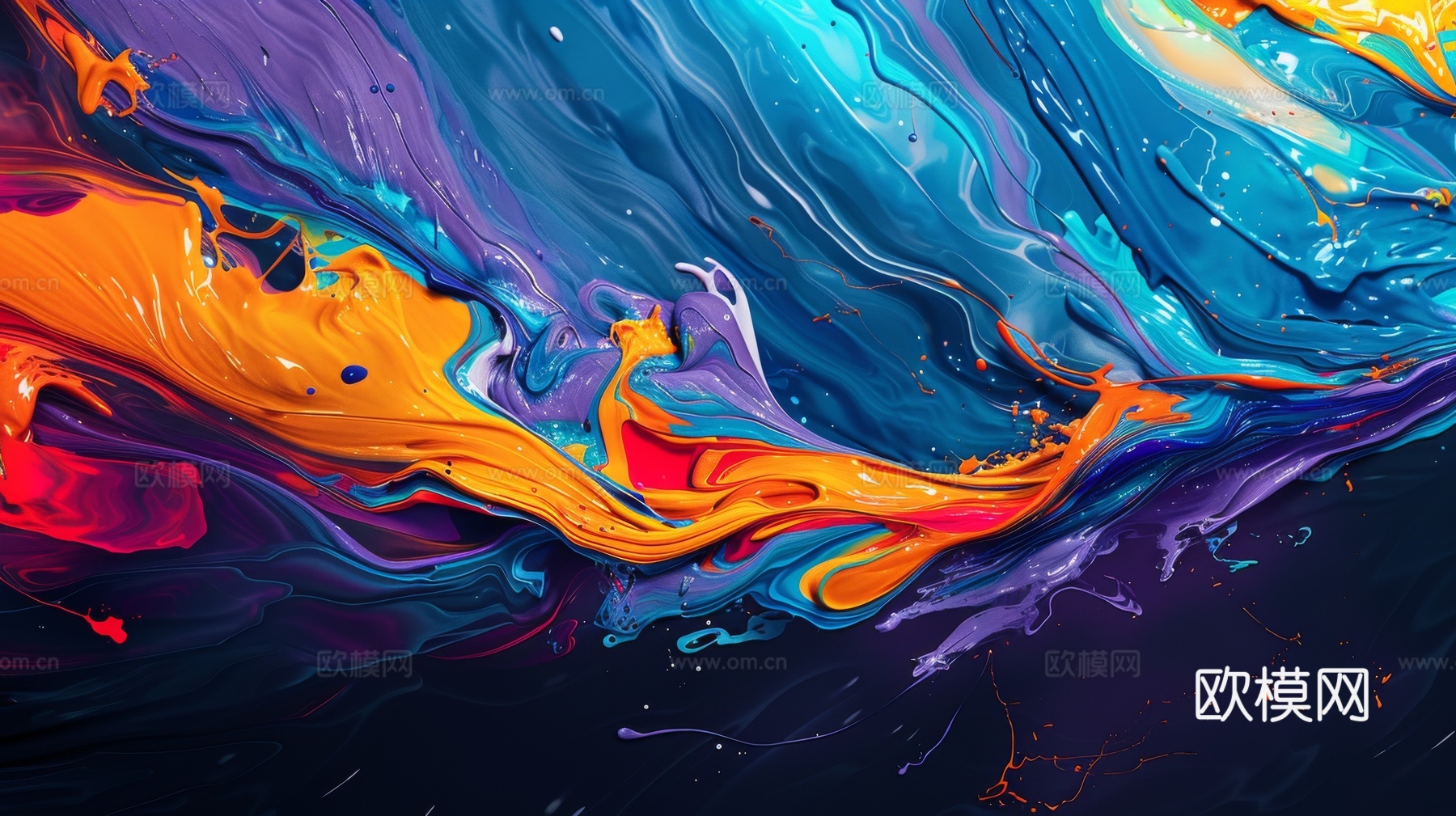 3D立体肌理油画涂抹背景壁纸下载（渲染图4）