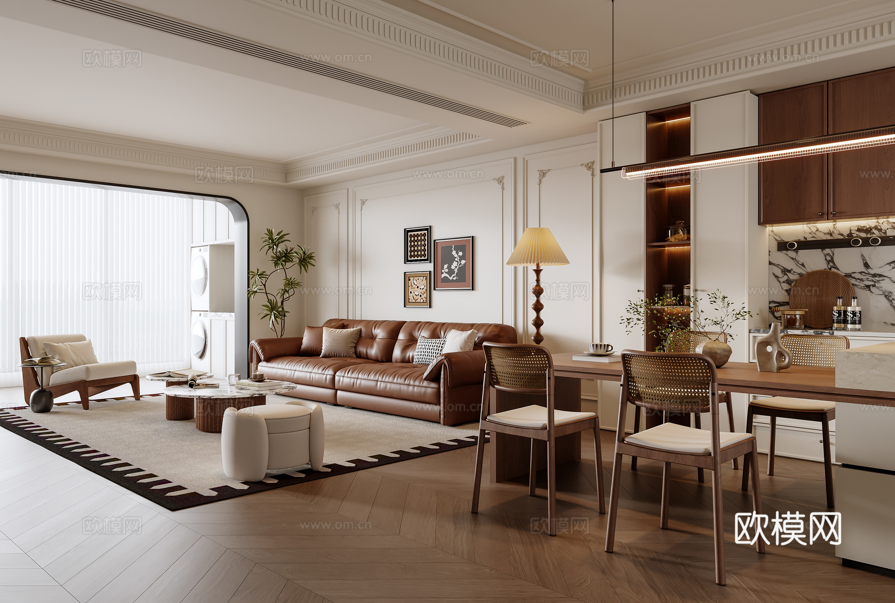 法式客餐厅su模型