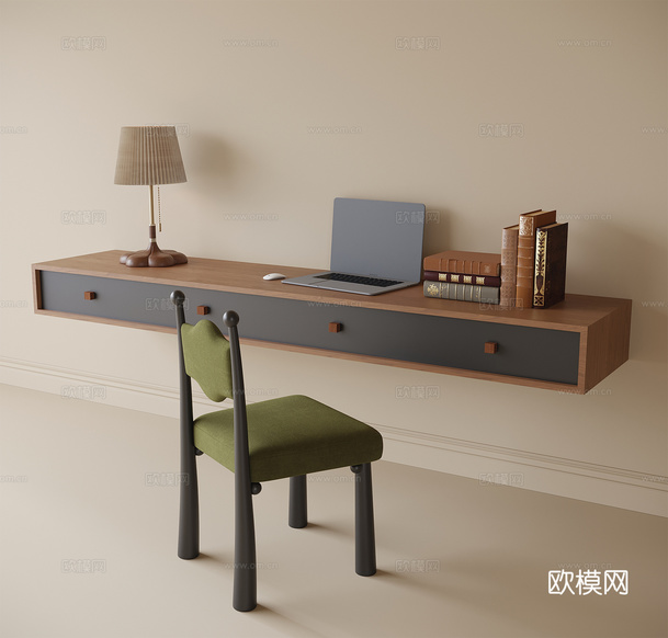 現代書桌椅3d模型下載