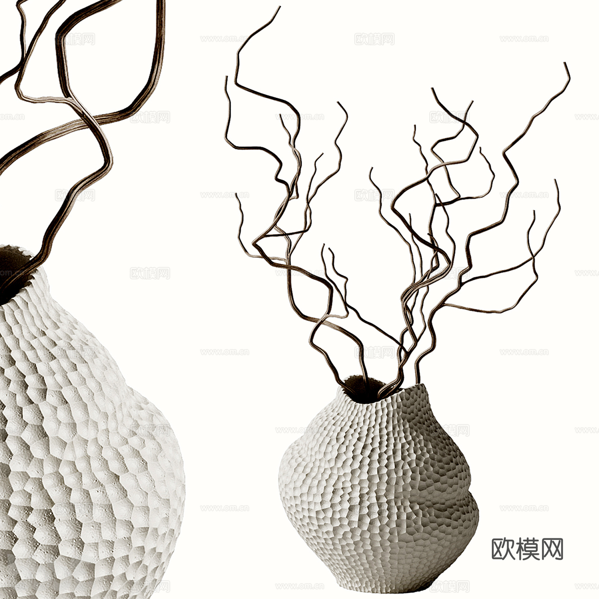 干枝盆栽摆件su模型