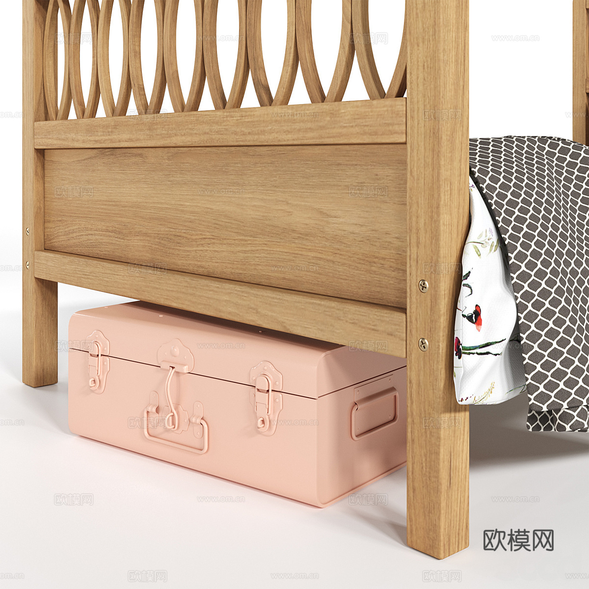 新中式实木儿童床3d模型
