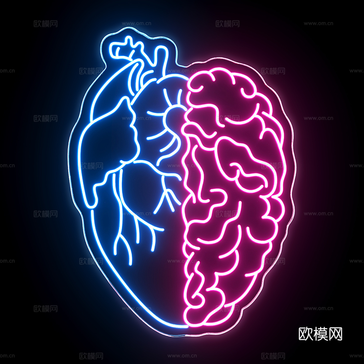 现代霓虹灯3d模型