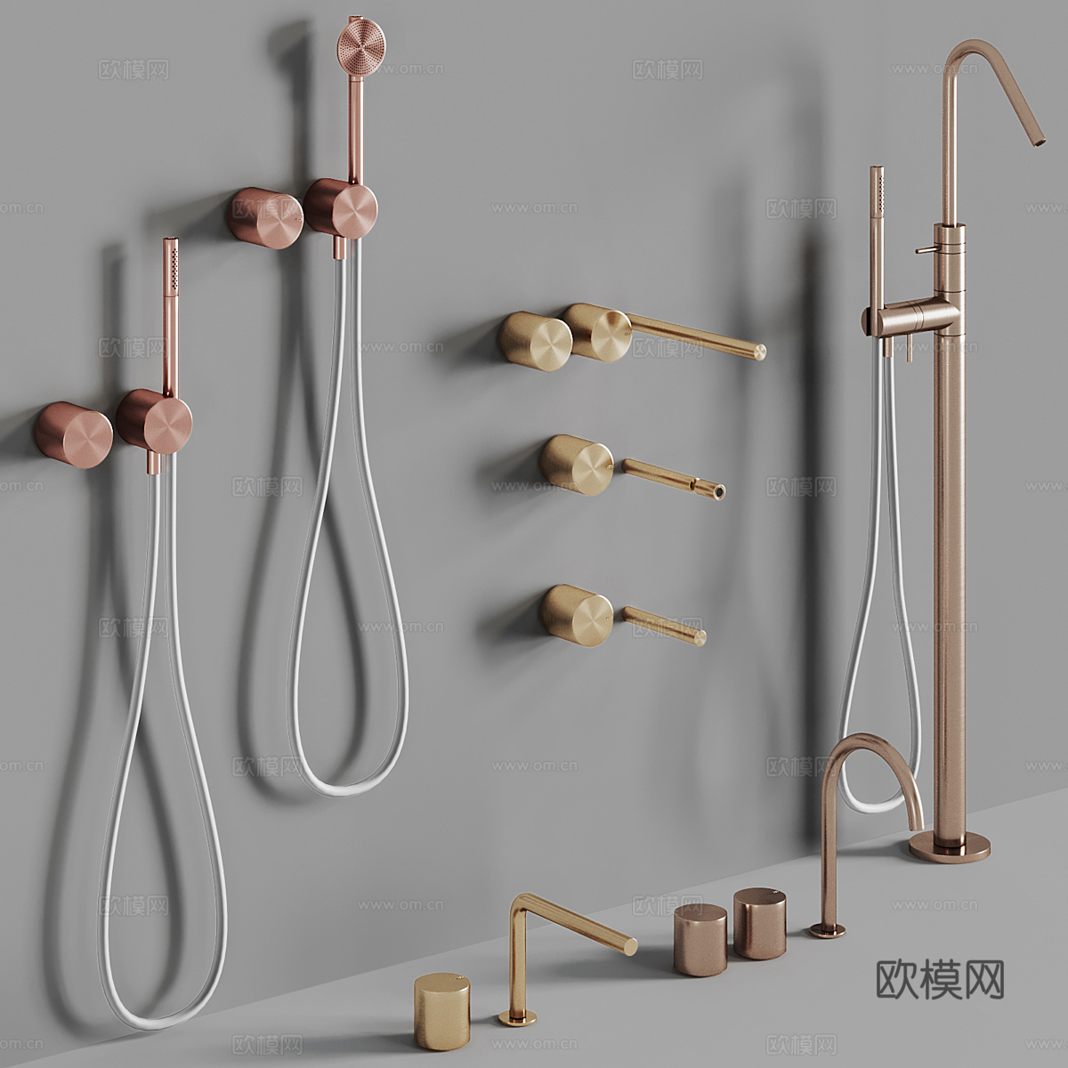 现代意式极简淋浴花洒3d模型