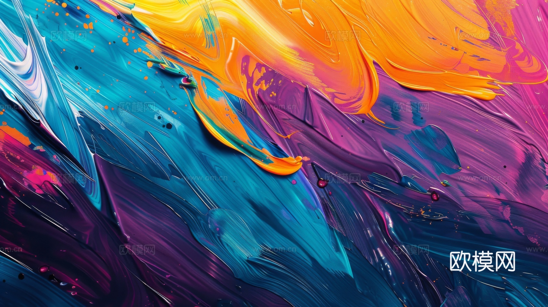 3D立体肌理油画涂抹背景壁纸下载（渲染图3）