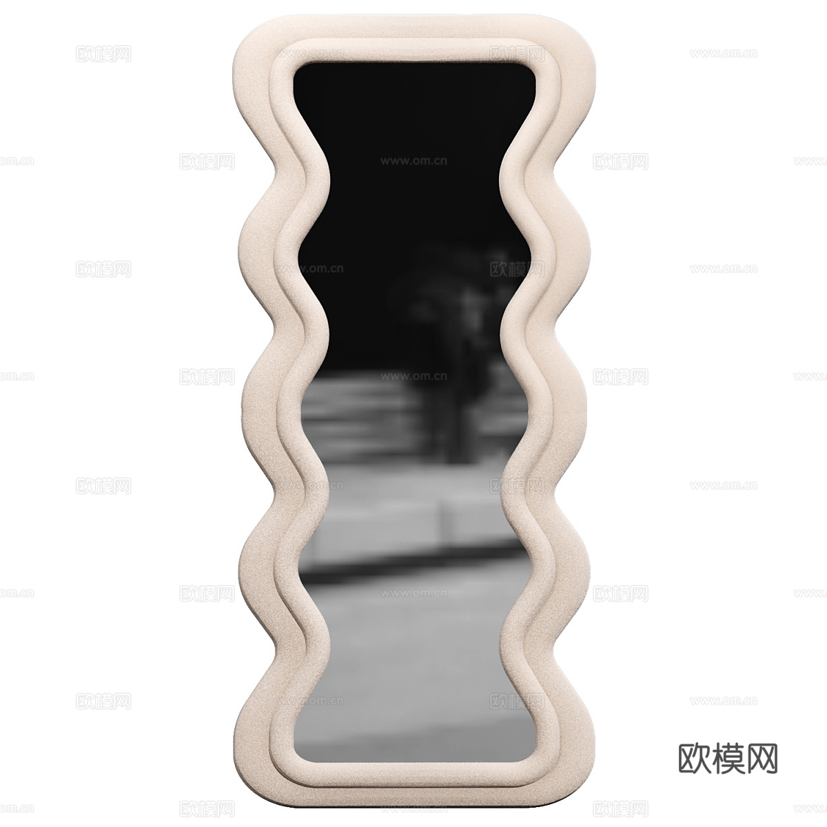 现代奶油风侘寂装饰镜子3d模型