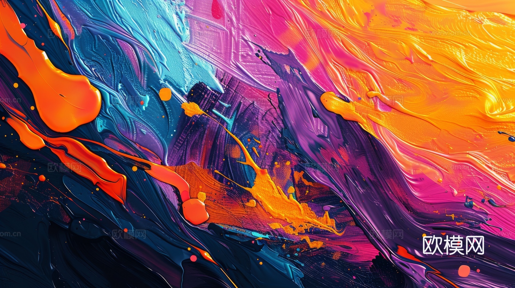 3D立体肌理油画涂抹背景壁纸下载（渲染图1）