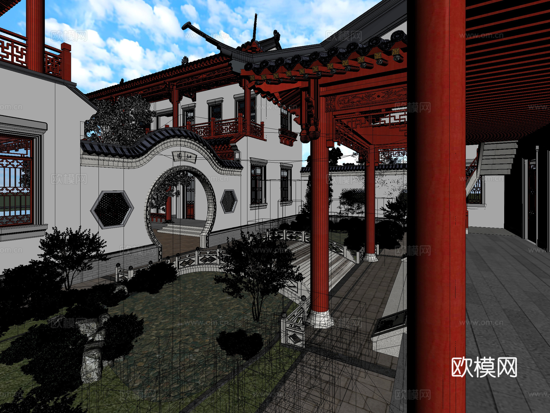 古建 中式建筑 小镇 民宿 园林3d模型