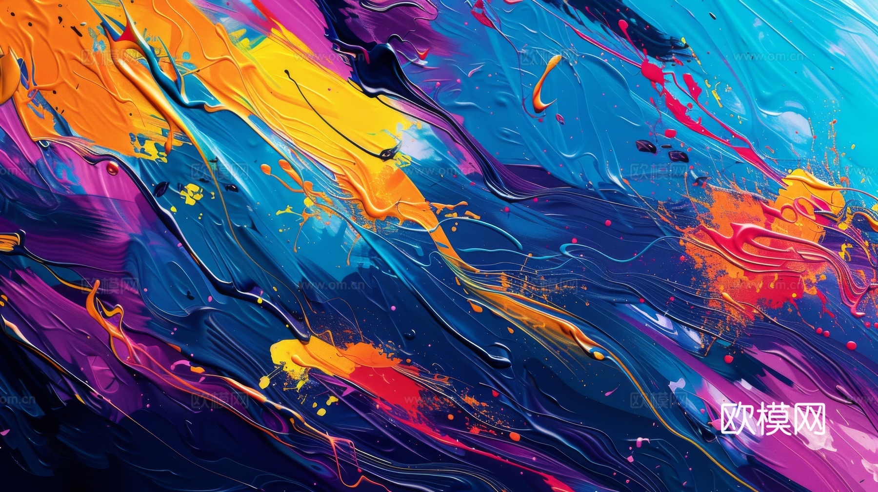 3D立体肌理油画涂抹背景壁纸下载（渲染图2）