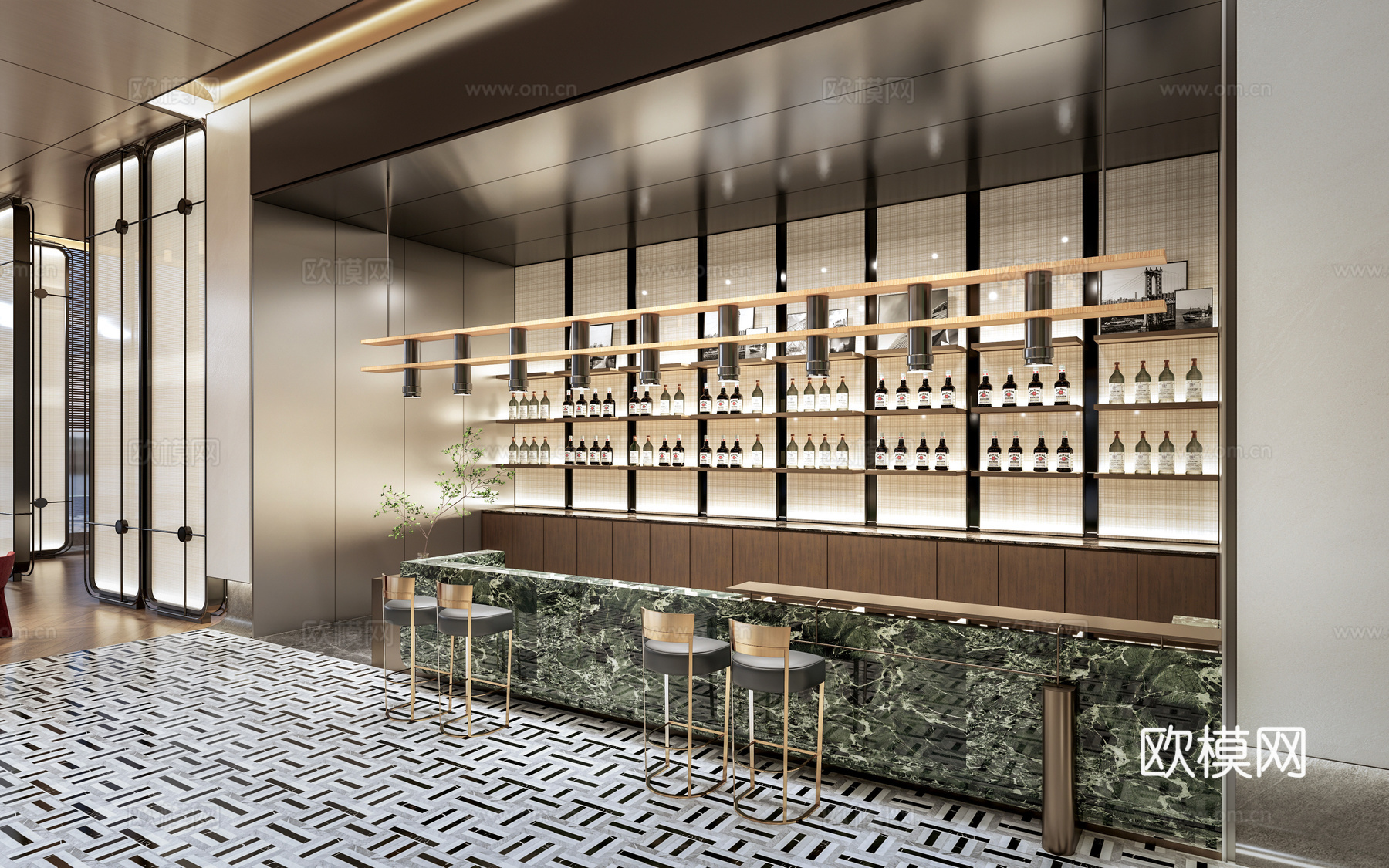 现代餐厅吧台 酒店吧台 茶吧台 酒吧台su模型