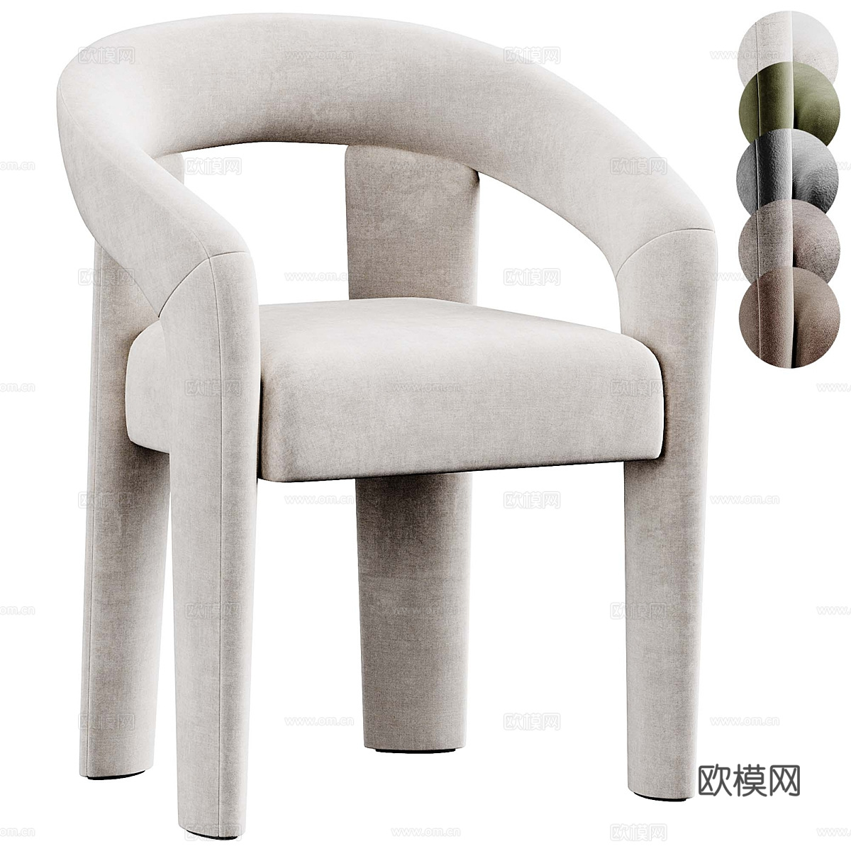 现代意式布艺餐椅3d模型