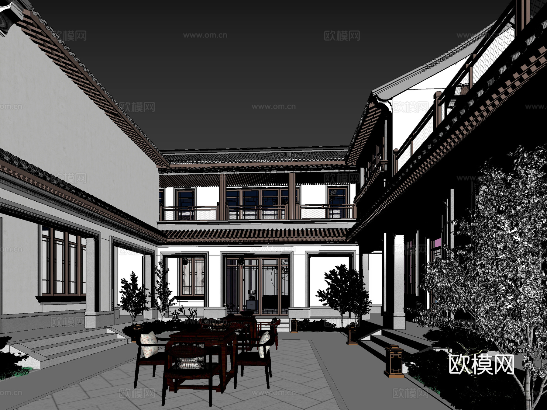 古建 中式建筑 民宿 小镇3d模型