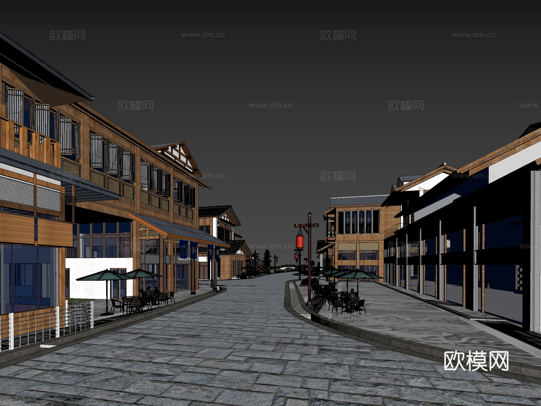古建 民宿 商业街 中式建筑 小镇 江南 水乡3d模型