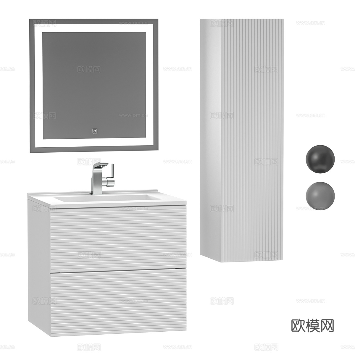 现代浴室柜 台盆柜 镜柜3d模型