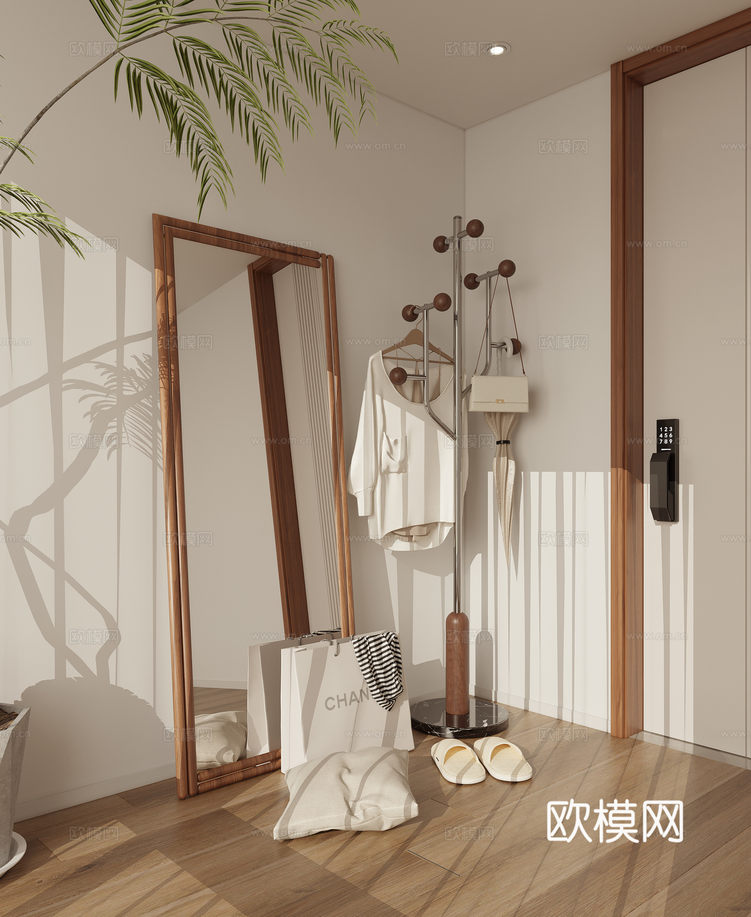 全身镜挂衣杆玄关3d模型