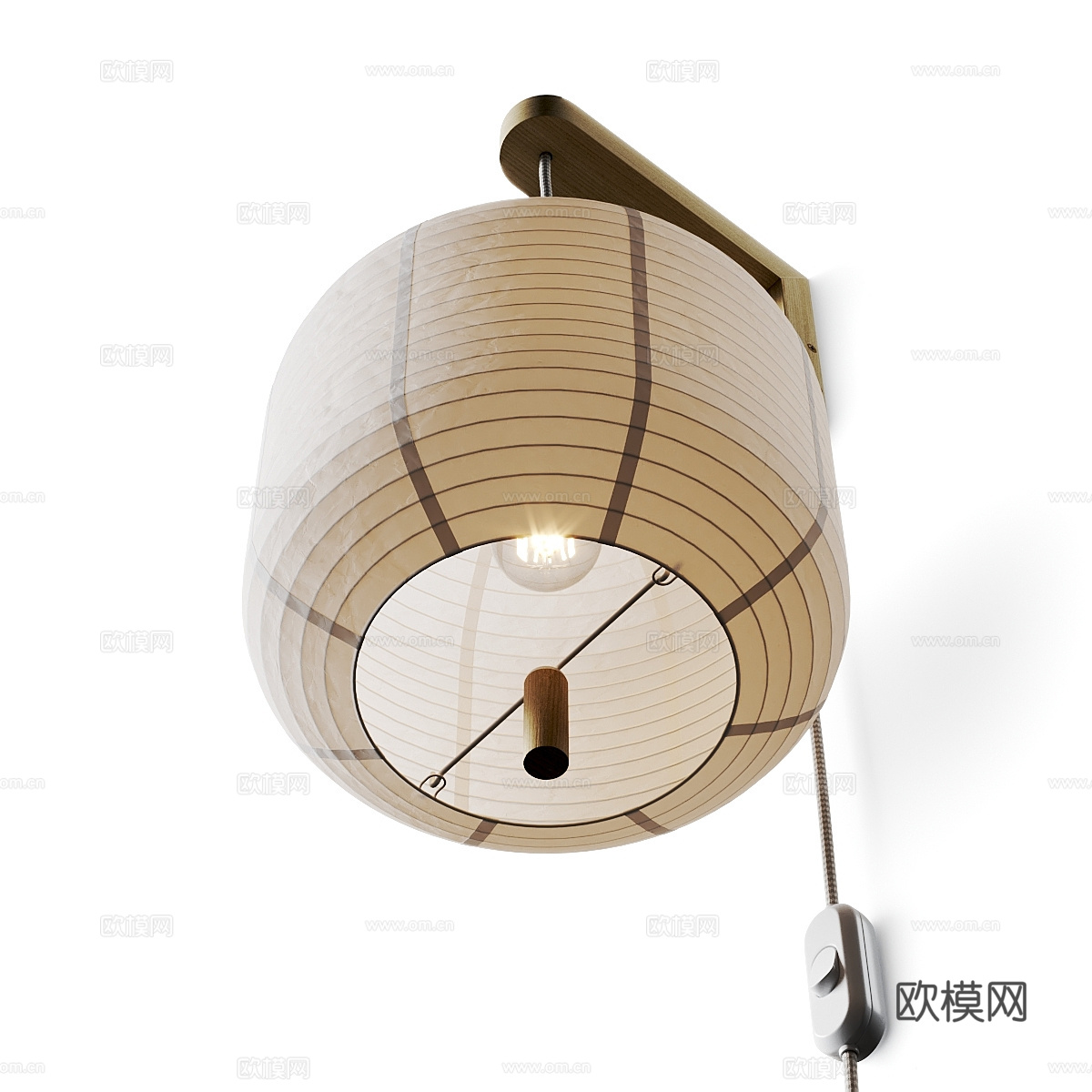 新中式灯笼壁灯 纸灯3d模型