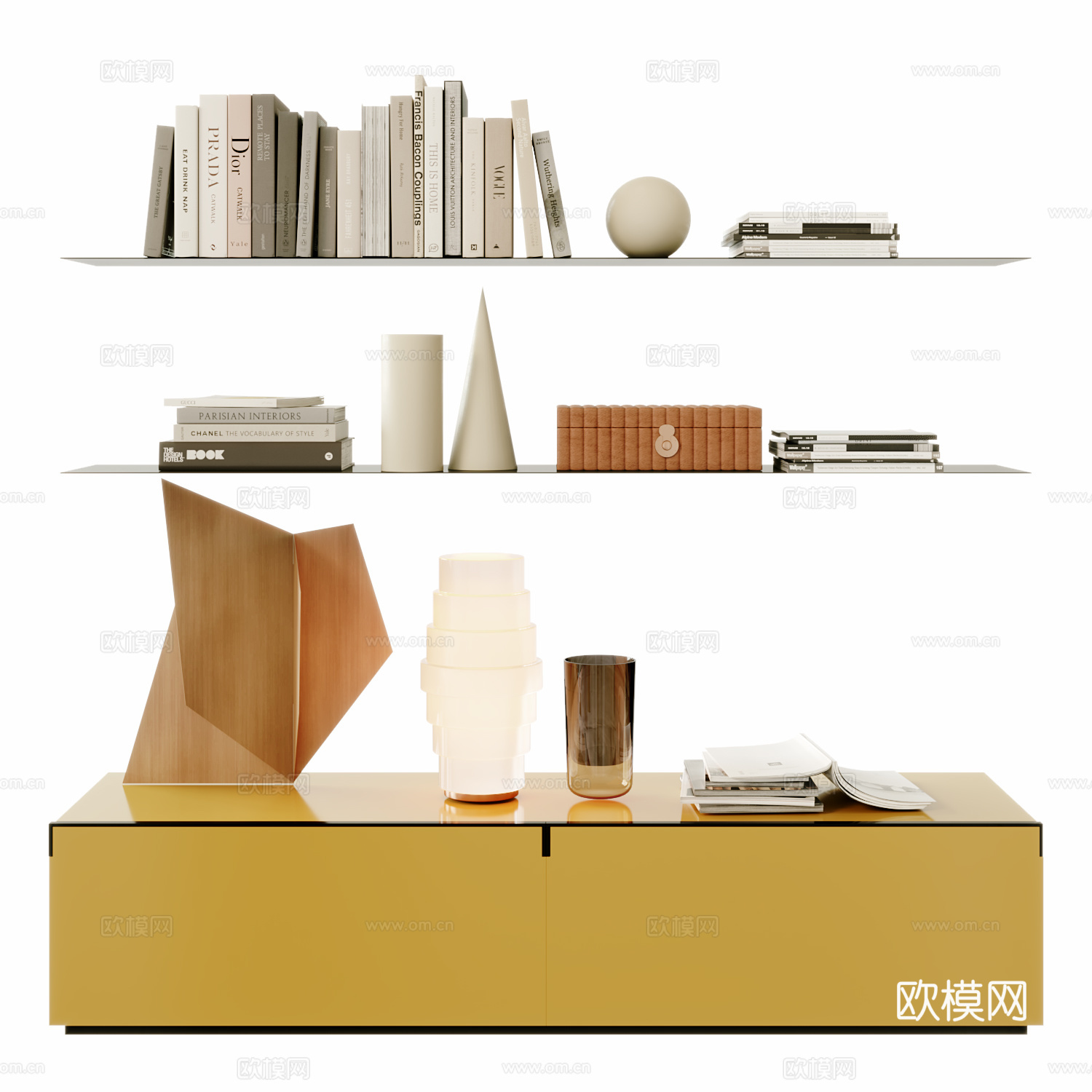 minotti 现代书架 书籍 书本 装饰摆件su模型