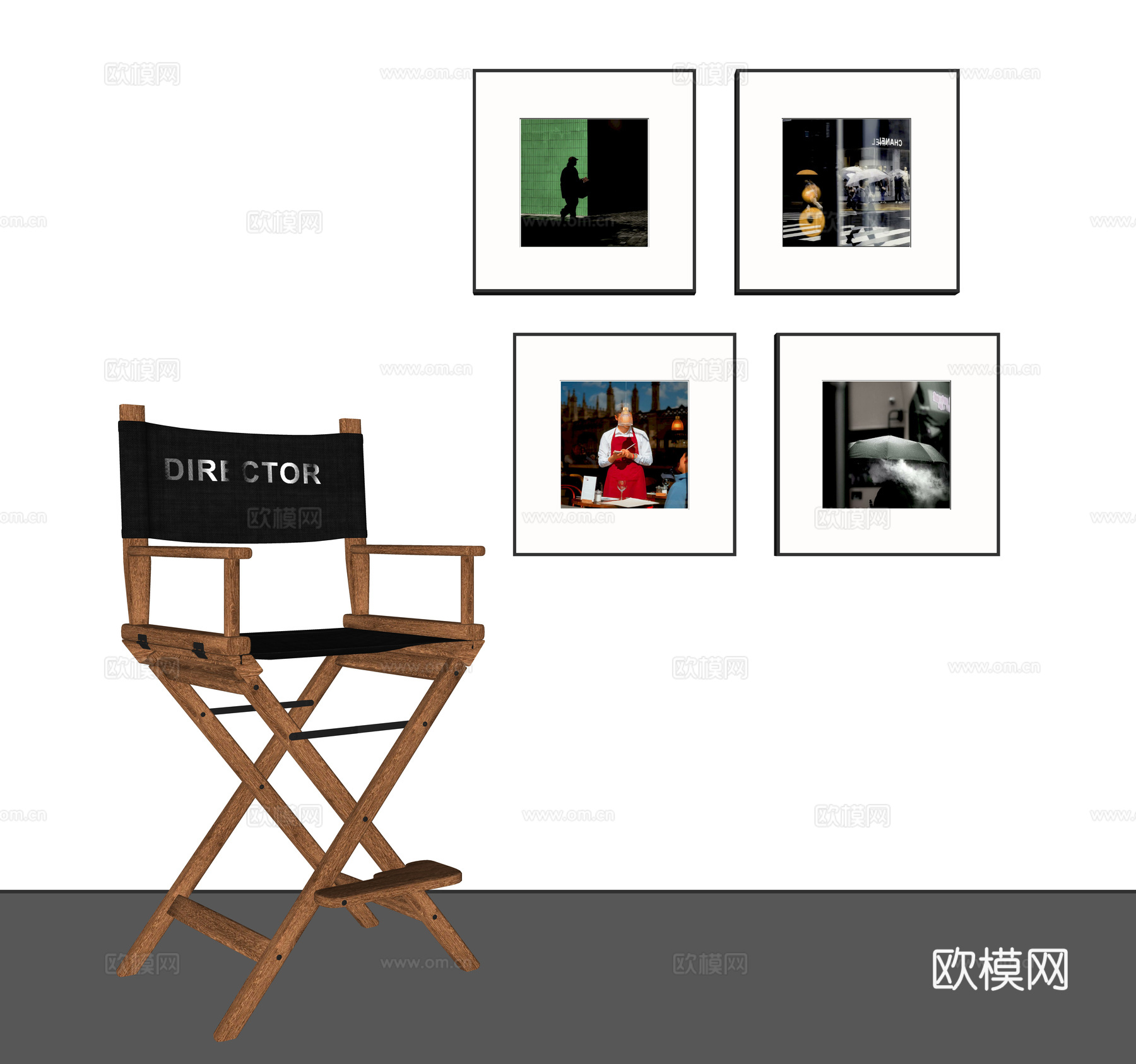 现代组合挂画su模型