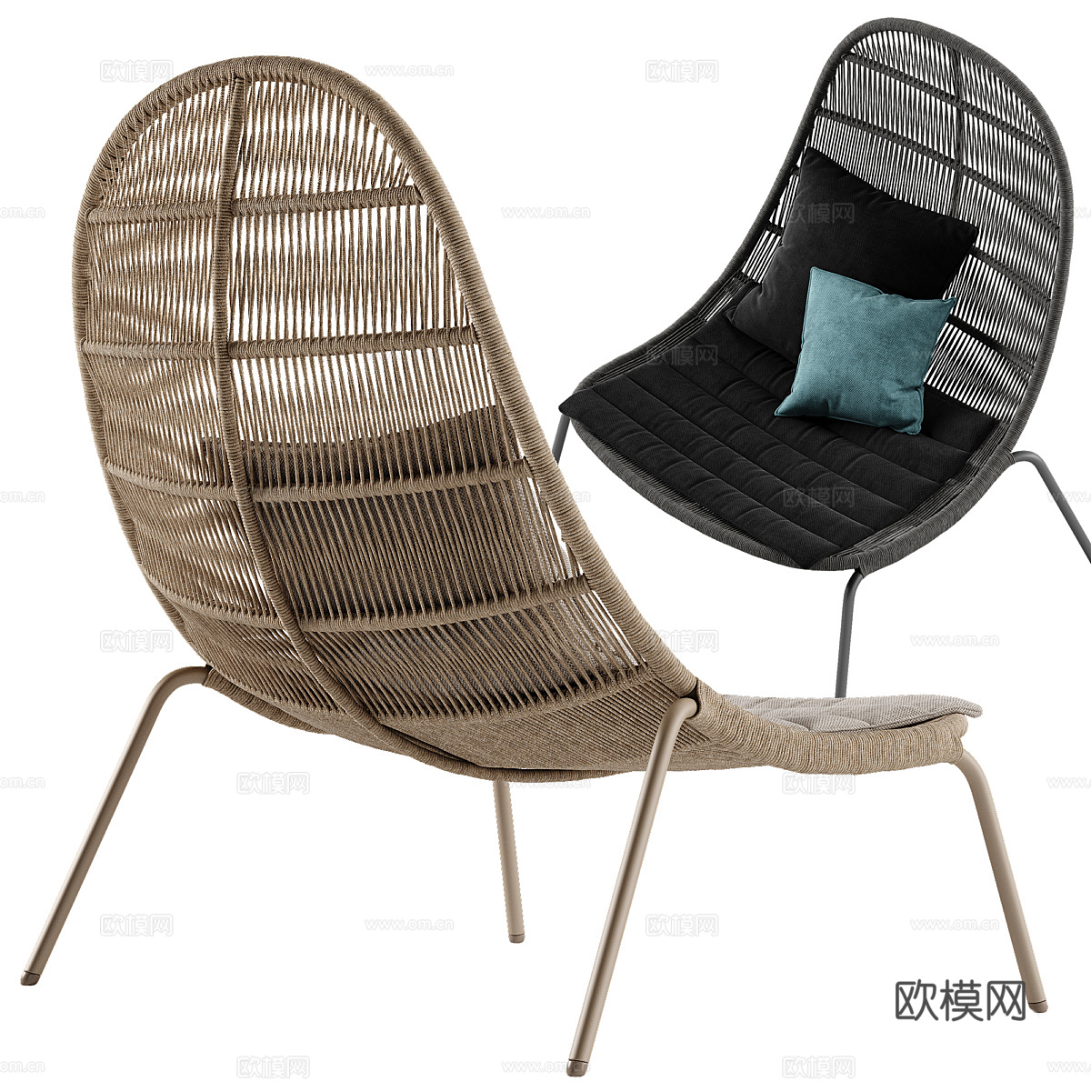 新中式藤编休闲椅3d模型