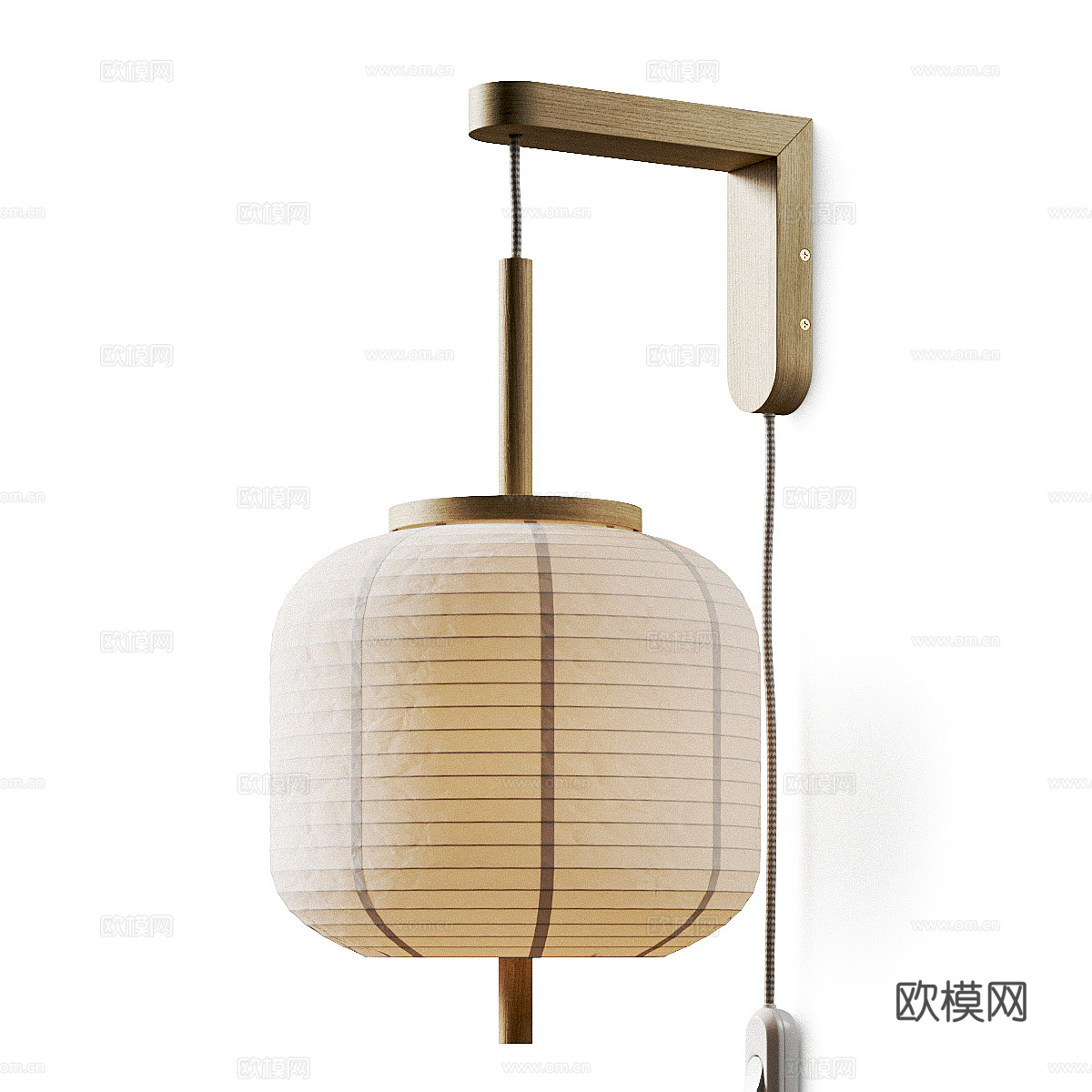 新中式灯笼壁灯 纸灯3d模型