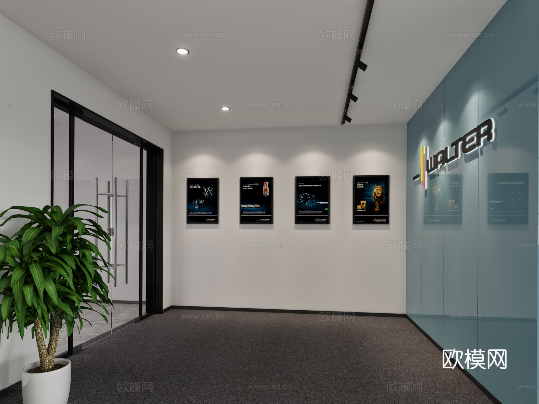 现代办公室公共办公区开放办公区3d模型