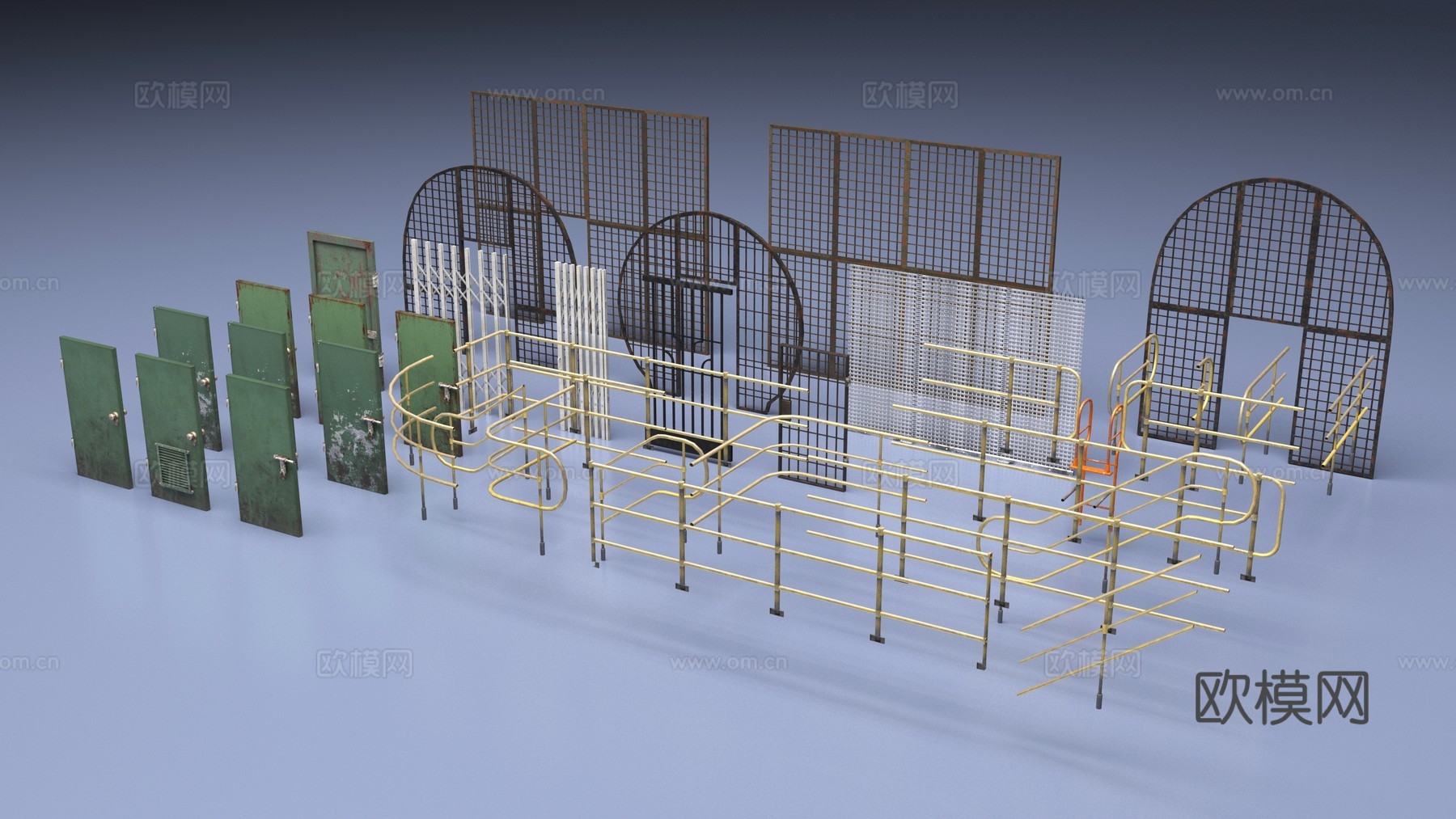 栏杆铁门栅栏3d模型