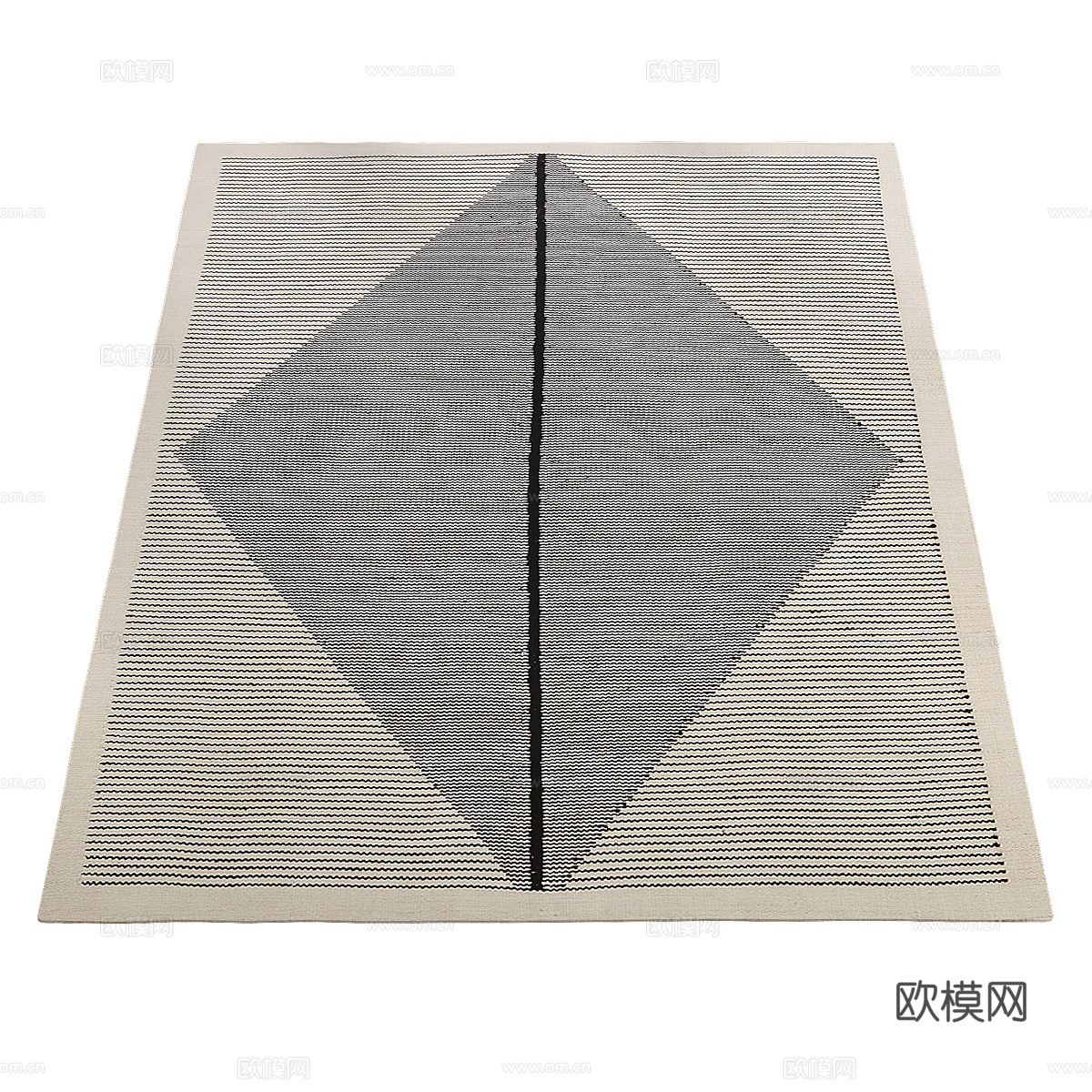 新中式布艺地毯3d模型