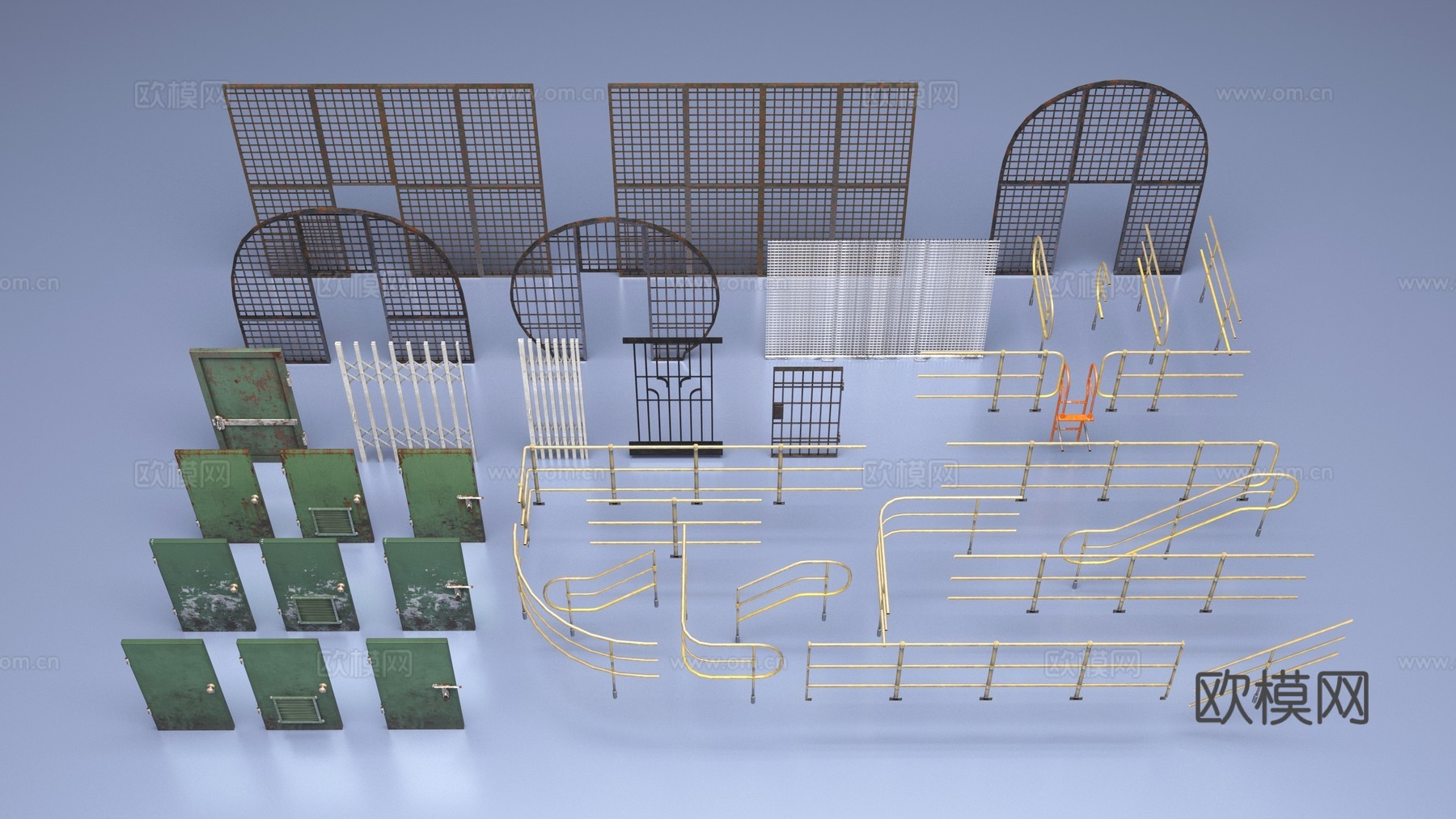 栏杆铁门栅栏3d模型