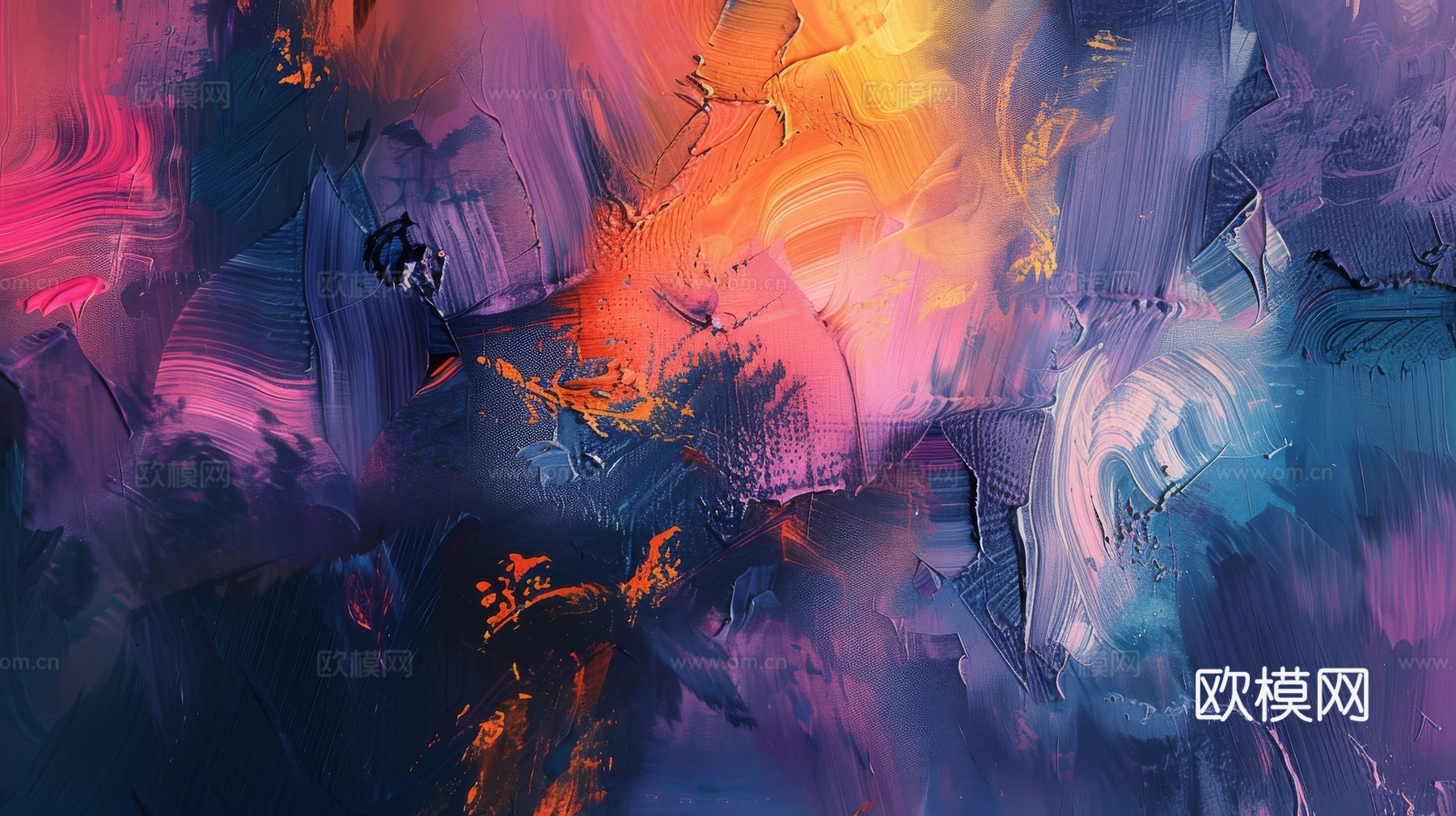 3D立体肌理油画涂抹背景壁纸下载（渲染图5）