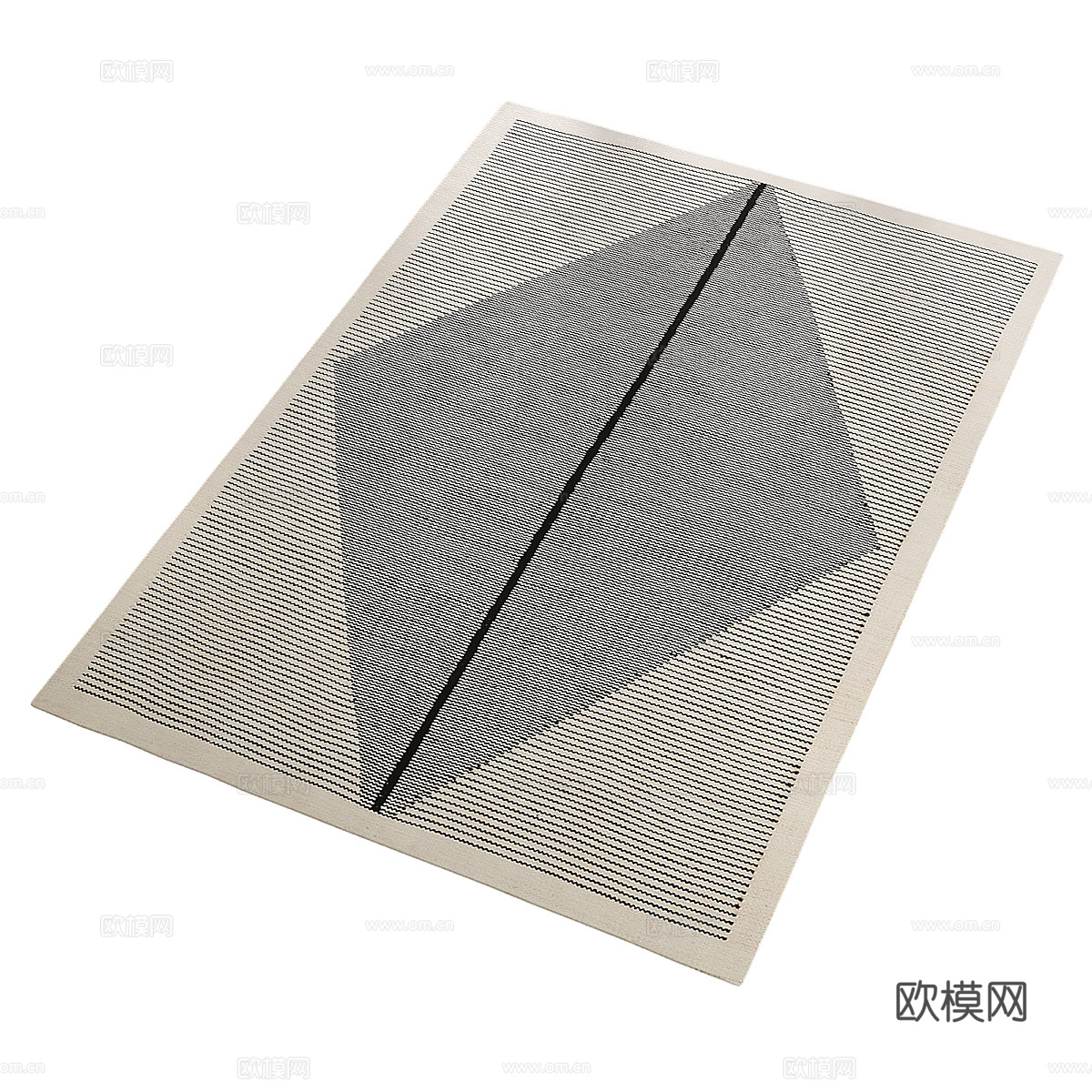 新中式布艺地毯3d模型