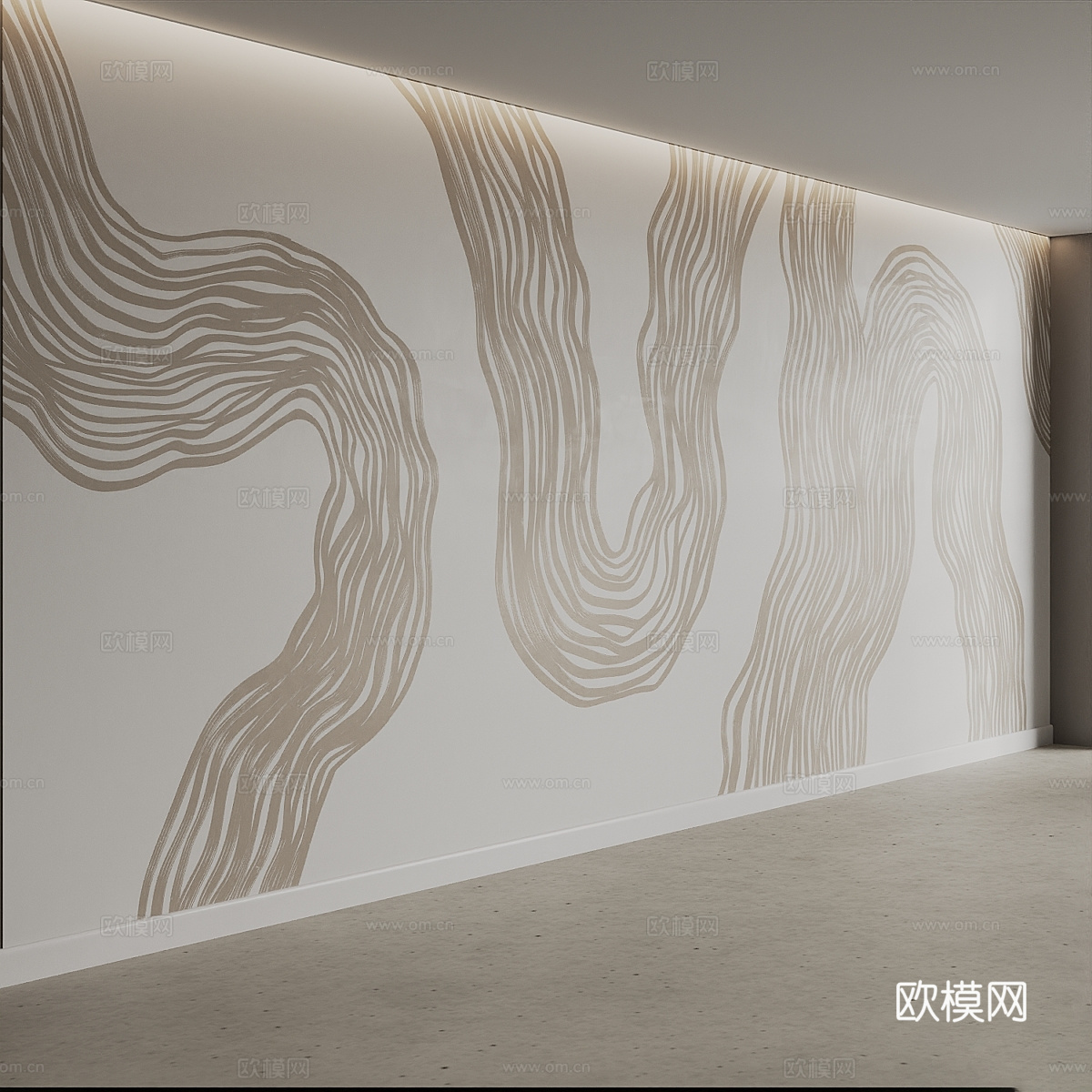 现代意式无缝墙布3d模型