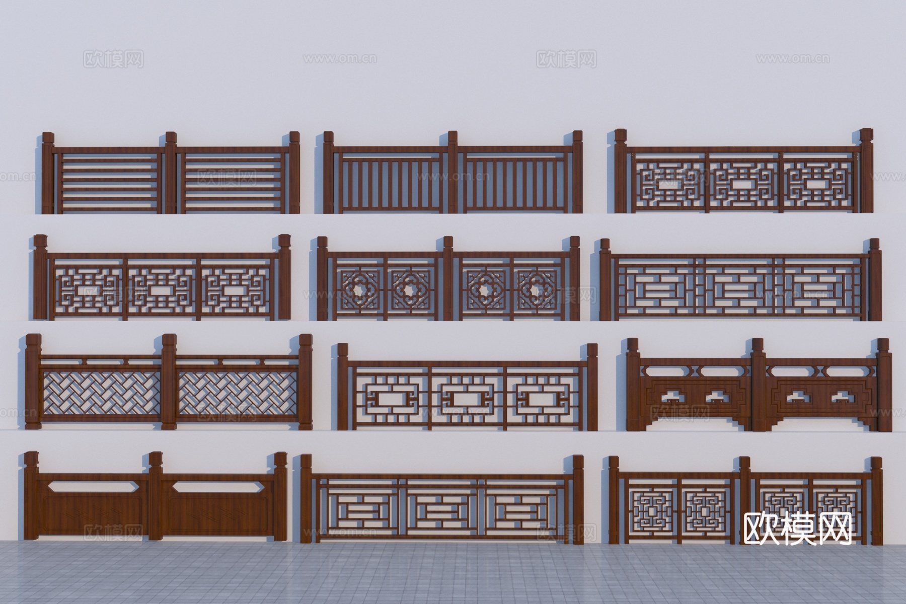 新中式护栏3d模型