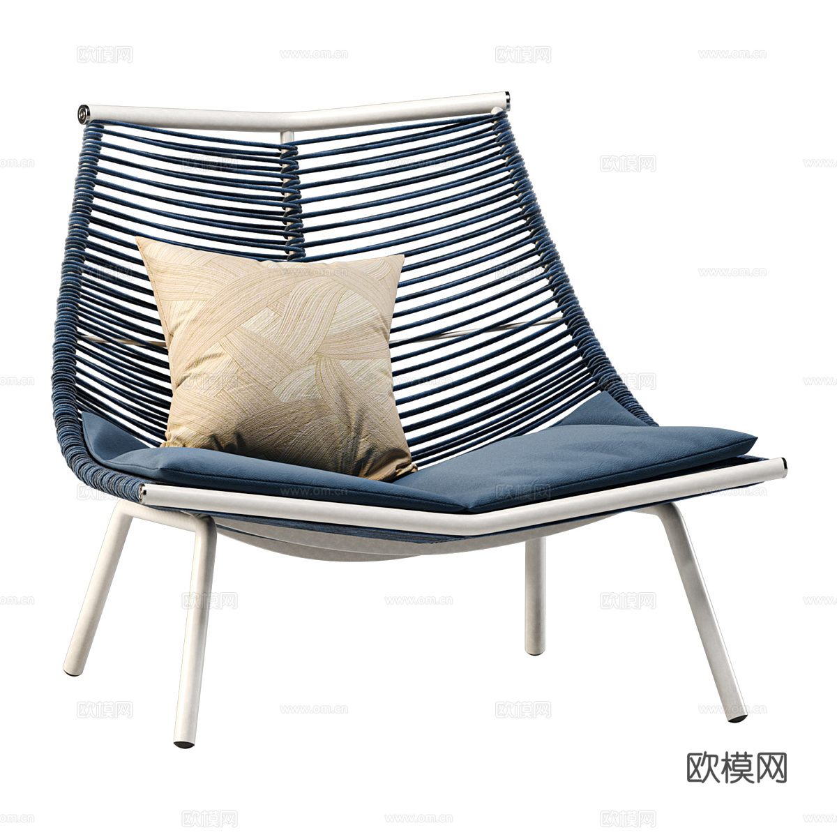 新中式藤编休闲椅3d模型
