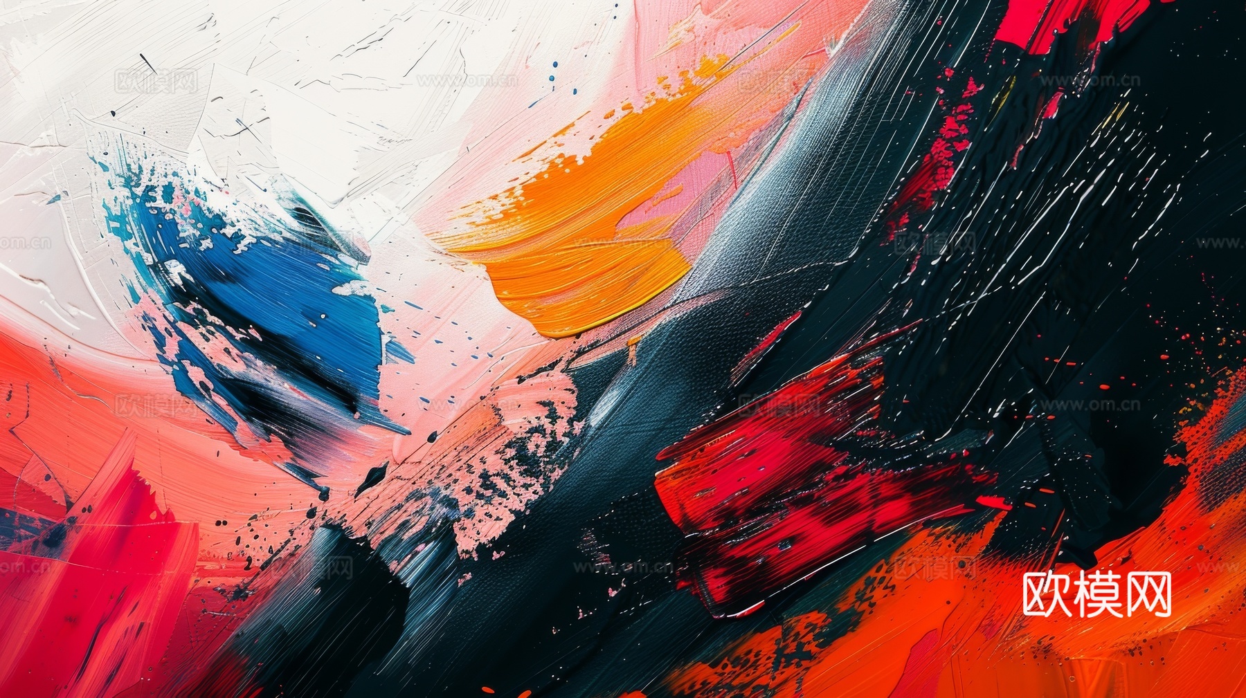 3D立体肌理油画涂抹背景壁纸下载（渲染图2）