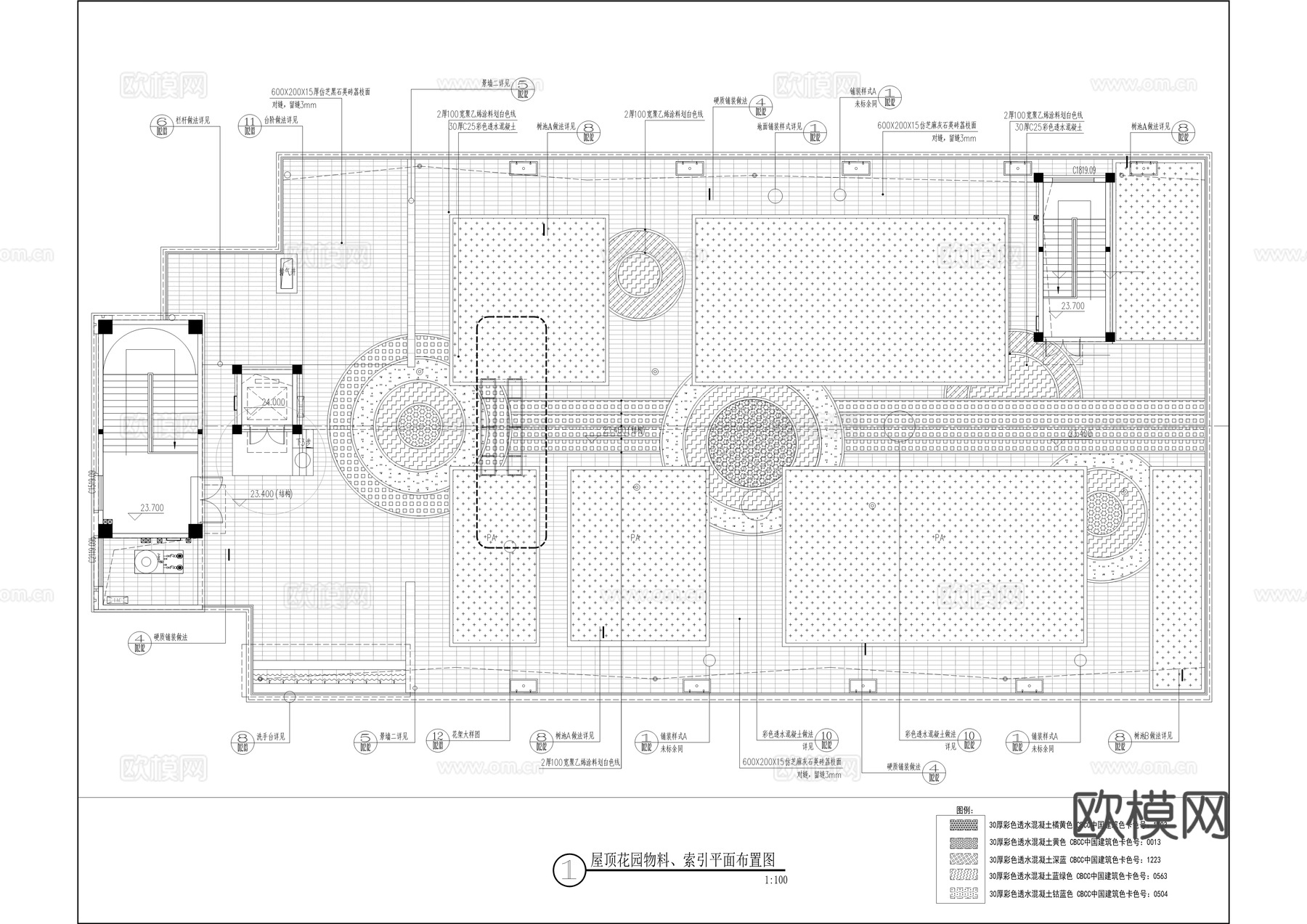中学改造景观园建施工图cad施工图