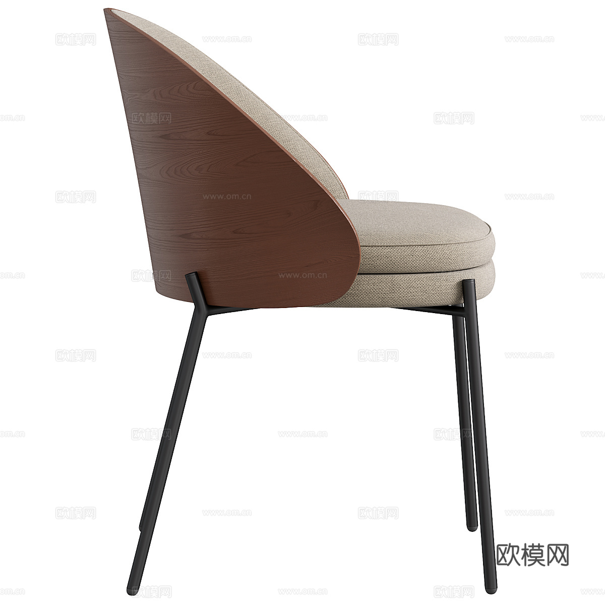 现代意式轻奢布艺皮革餐椅3d模型
