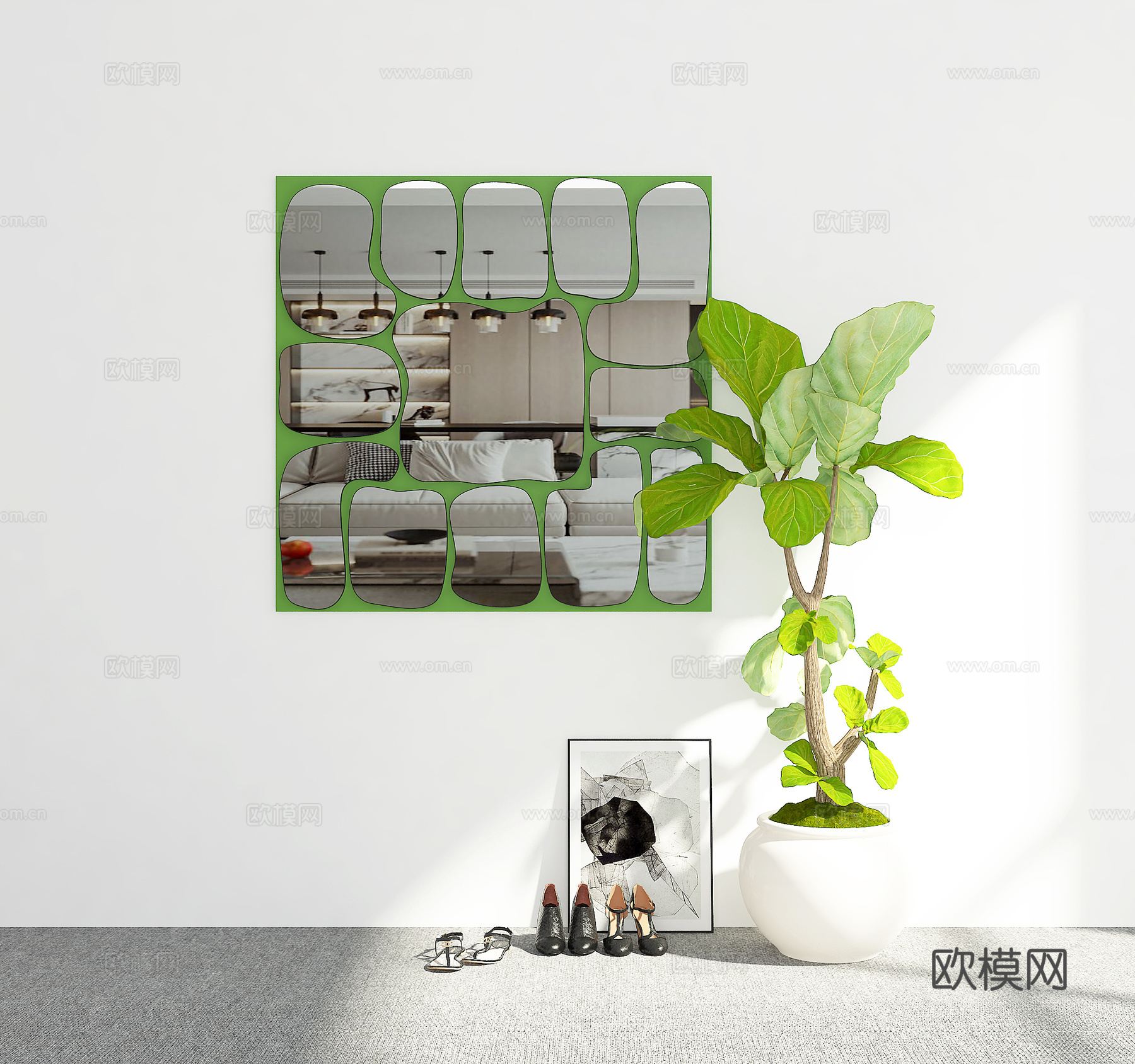 现代装饰镜3d模型