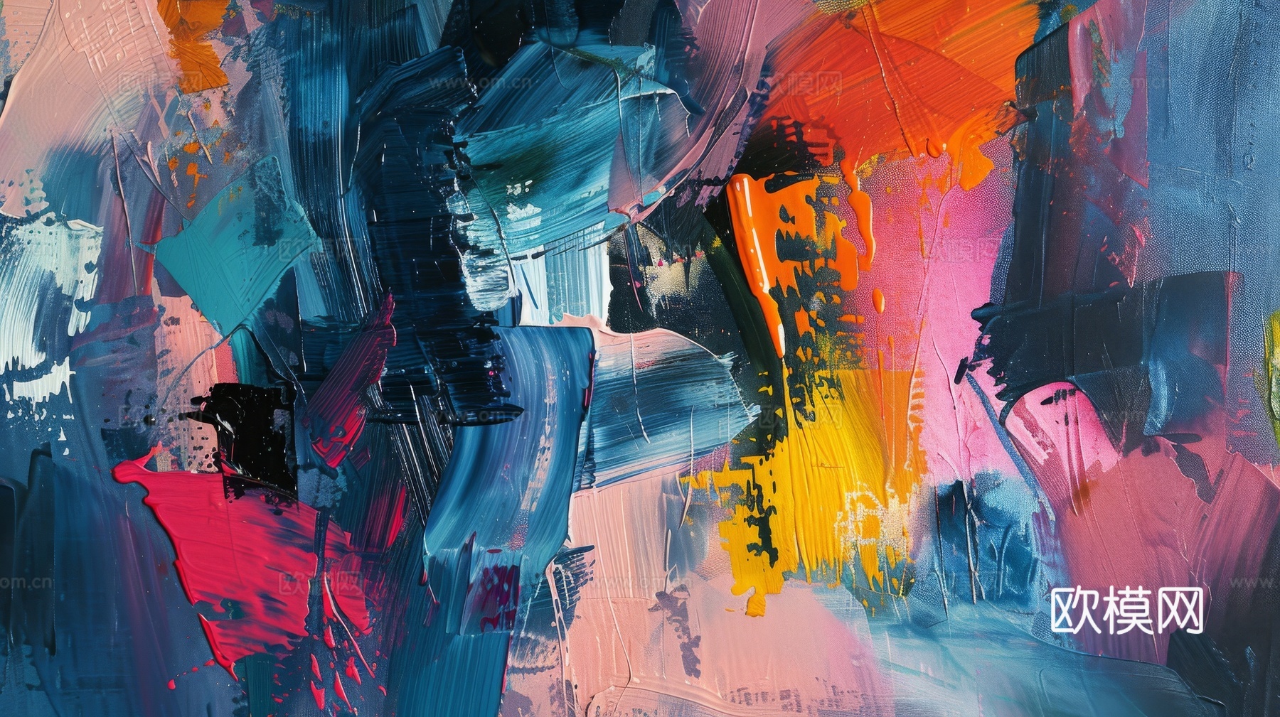 3D立体肌理油画涂抹背景壁纸下载（渲染图6）