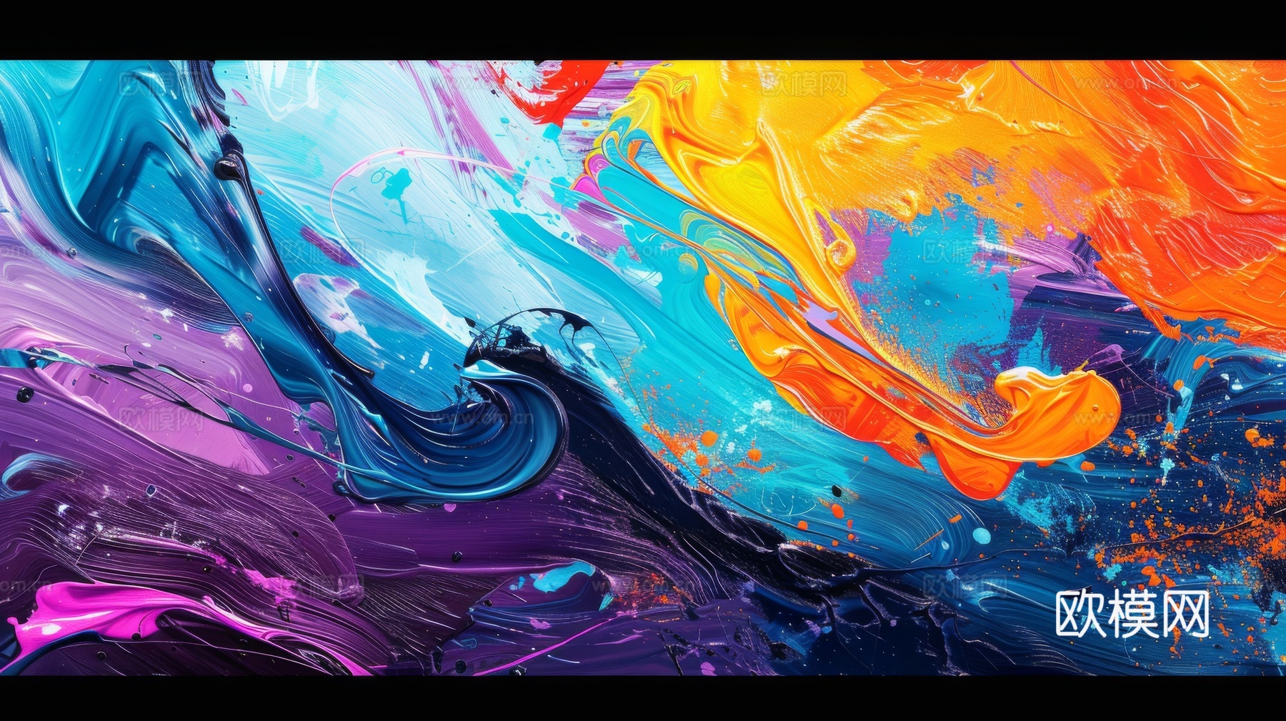 3D立体肌理油画涂抹背景壁纸下载（渲染图2）