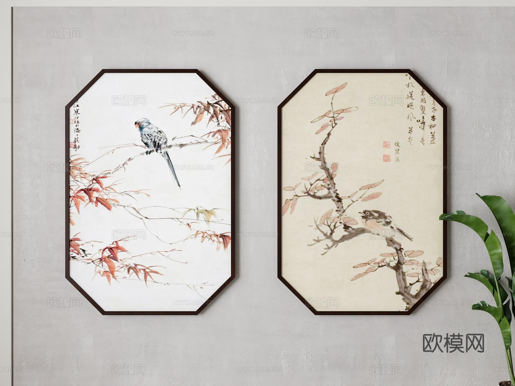 新中式挂画su模型