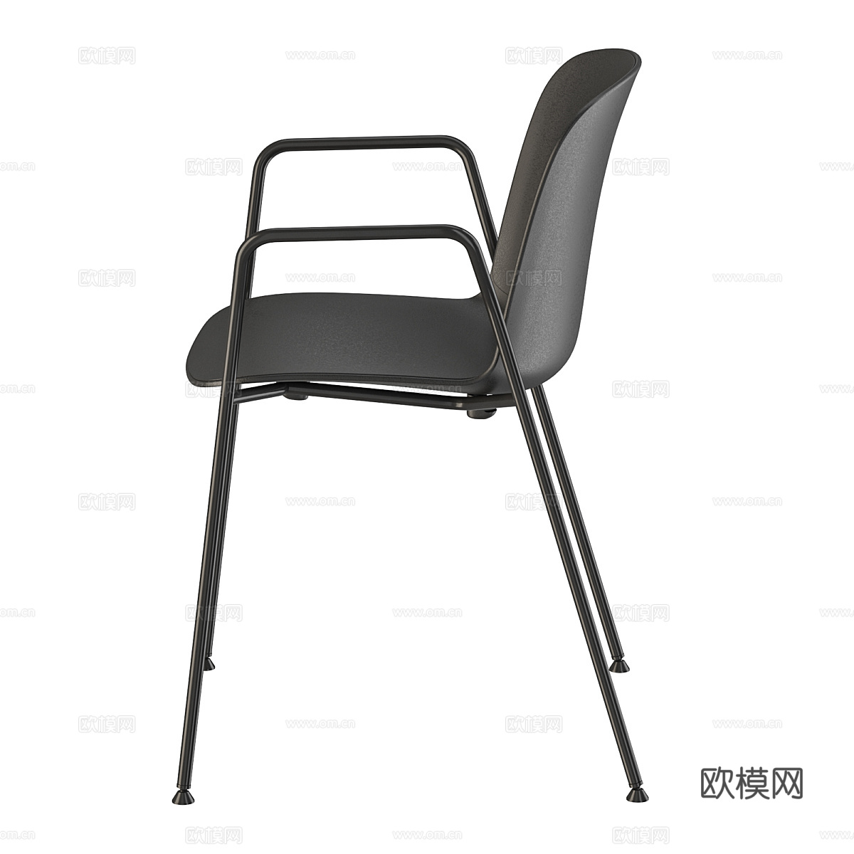现代意式极简不锈钢皮革餐椅3d模型