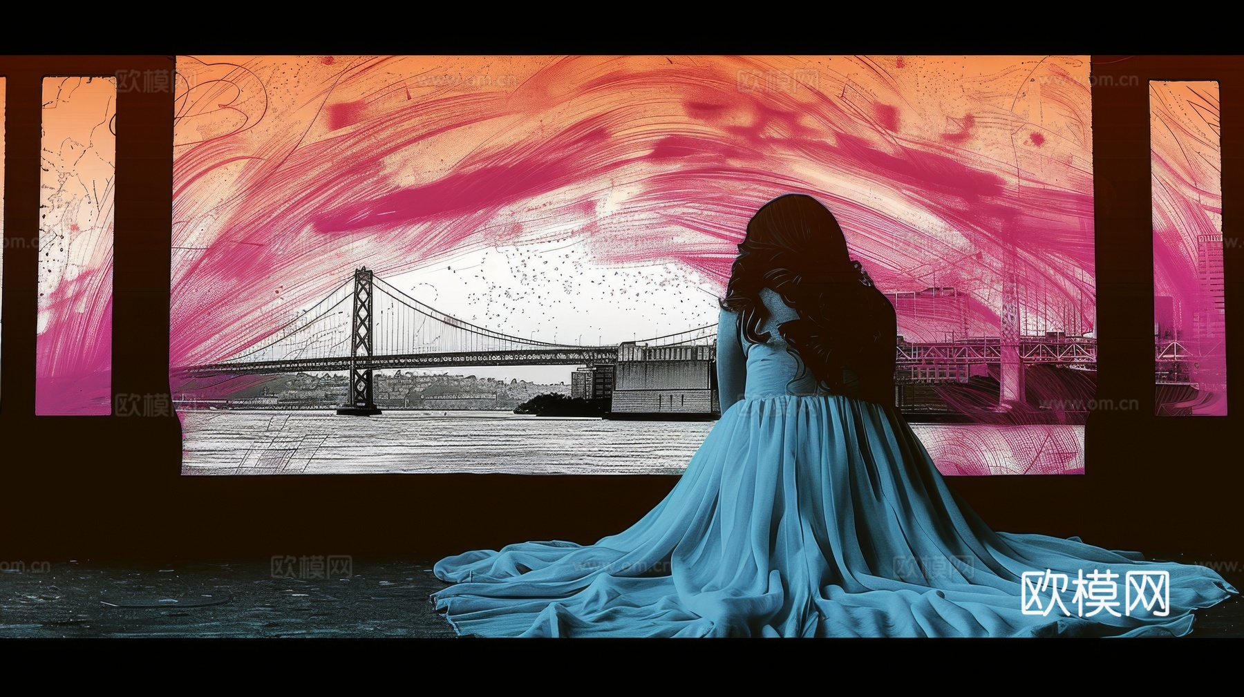 3D立体肌理油画涂抹背景壁纸下载（渲染图2）