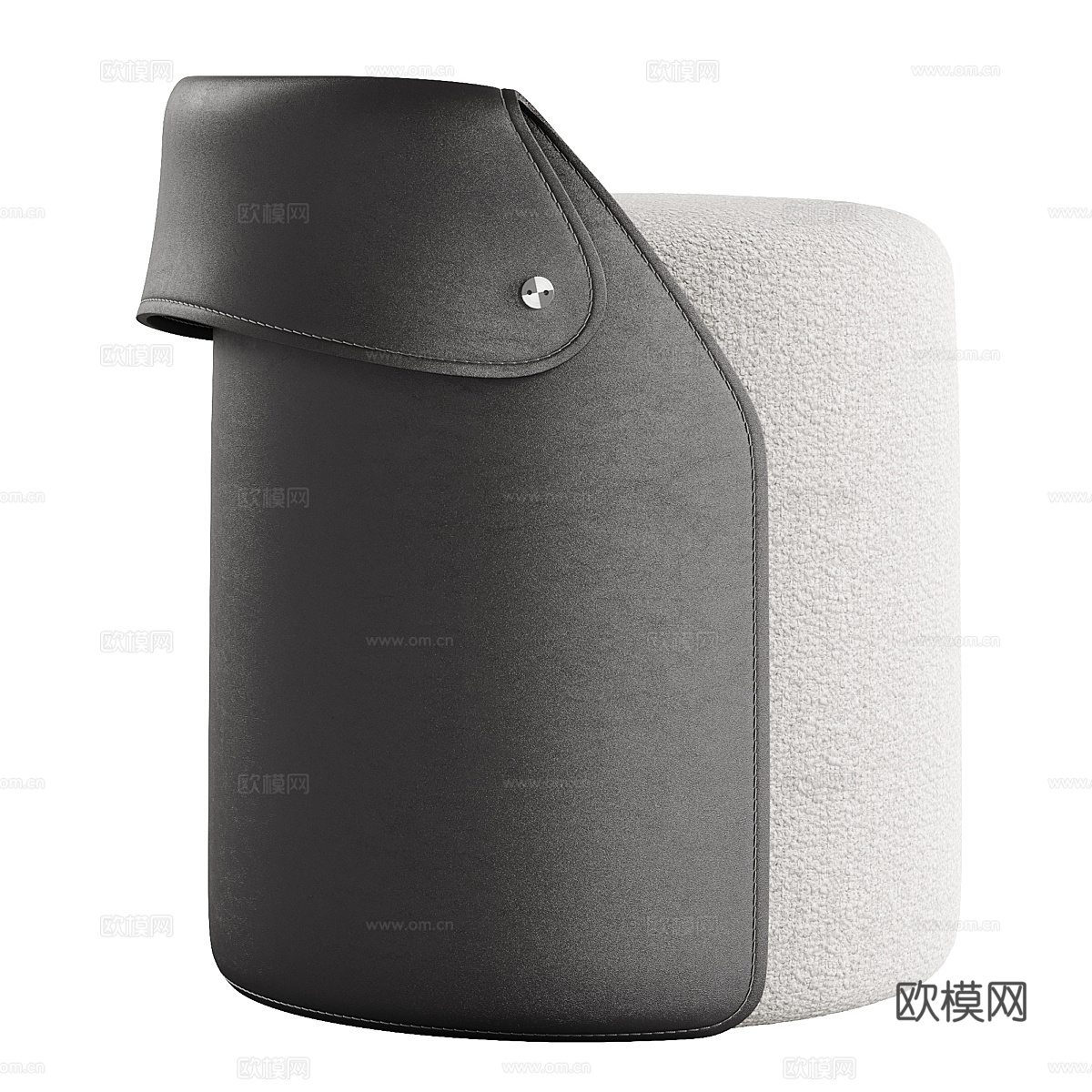 现代意式墙饰皮革布艺圆凳3d模型