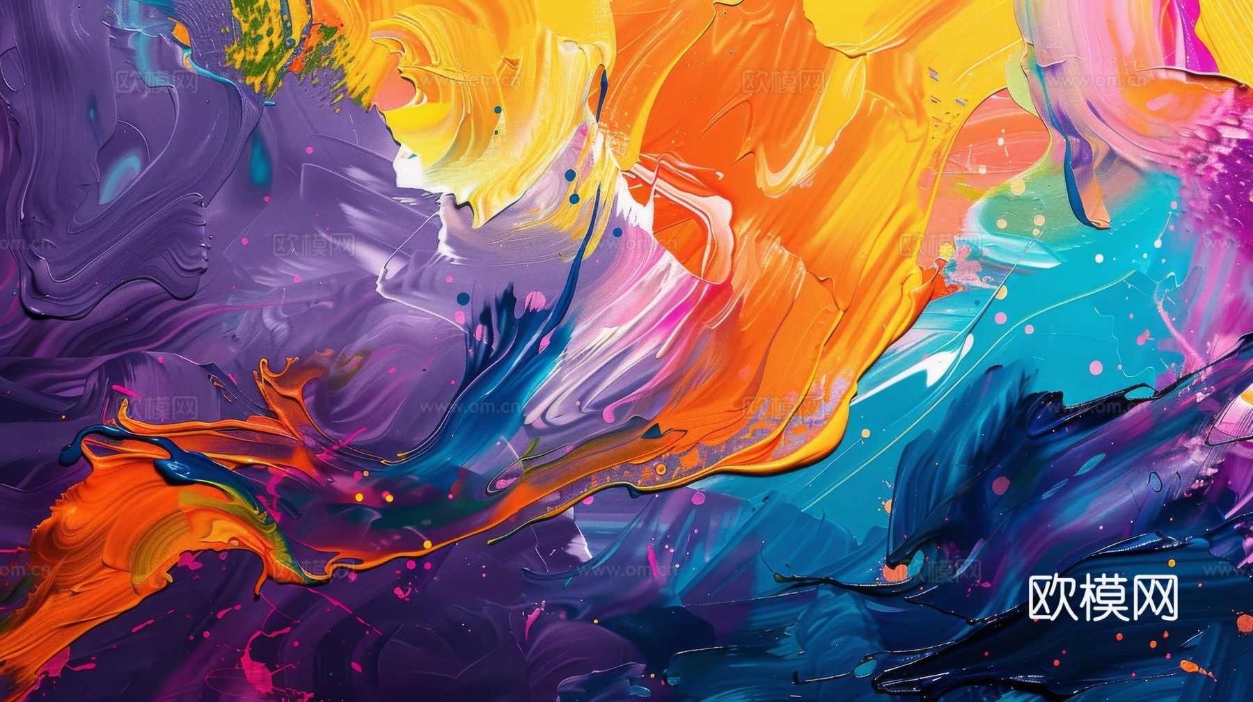 3D立体肌理油画涂抹背景壁纸下载（渲染图7）