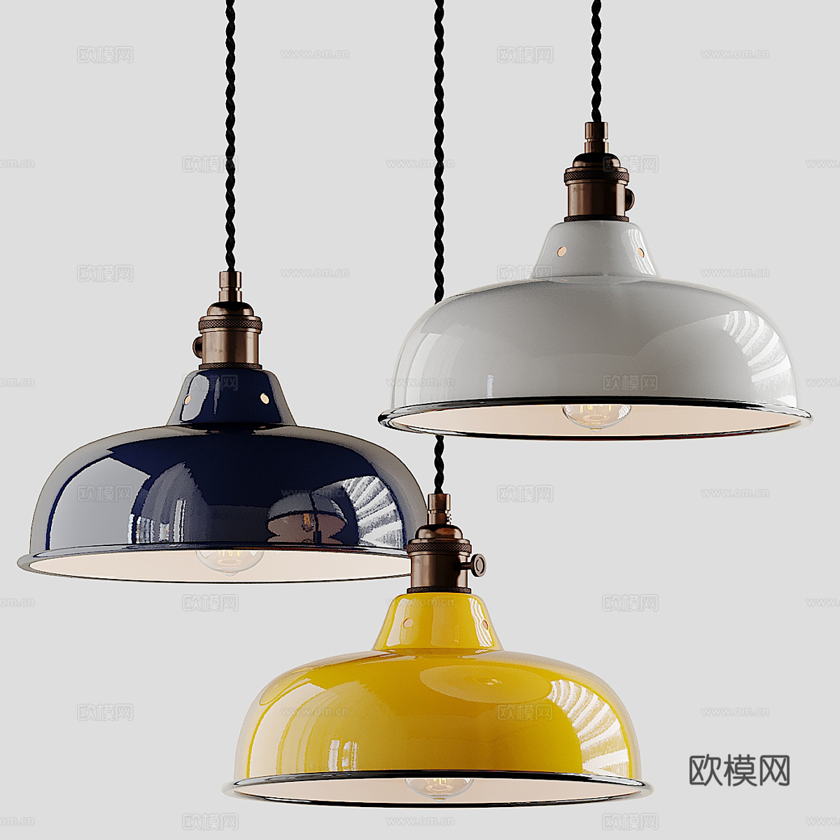 美式圆盘装饰吊灯3d模型