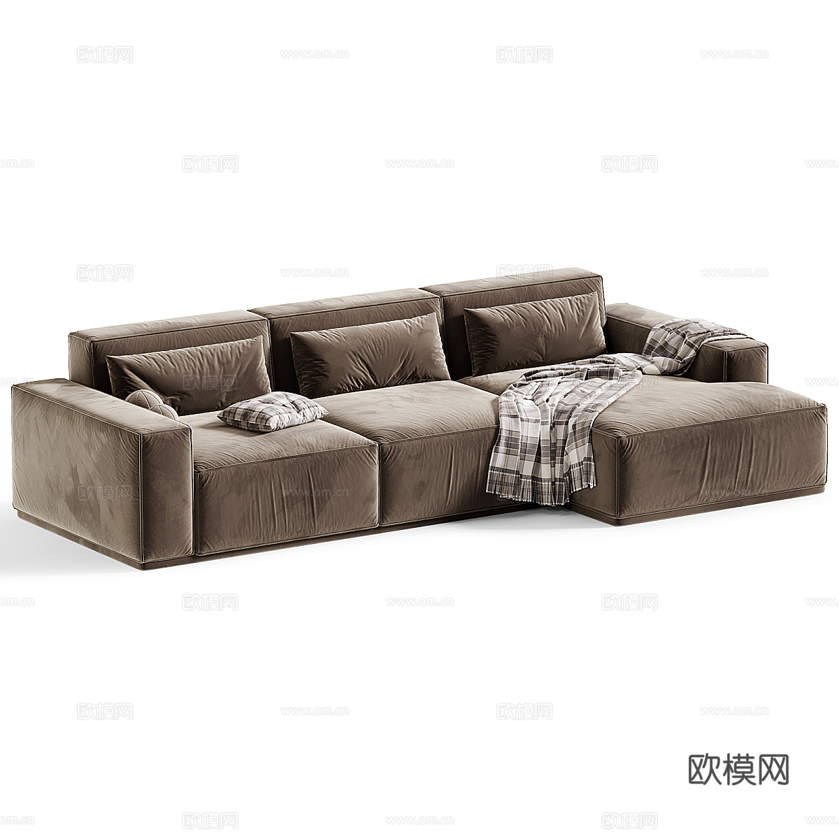 现代奶油风布艺组合沙发3d模型