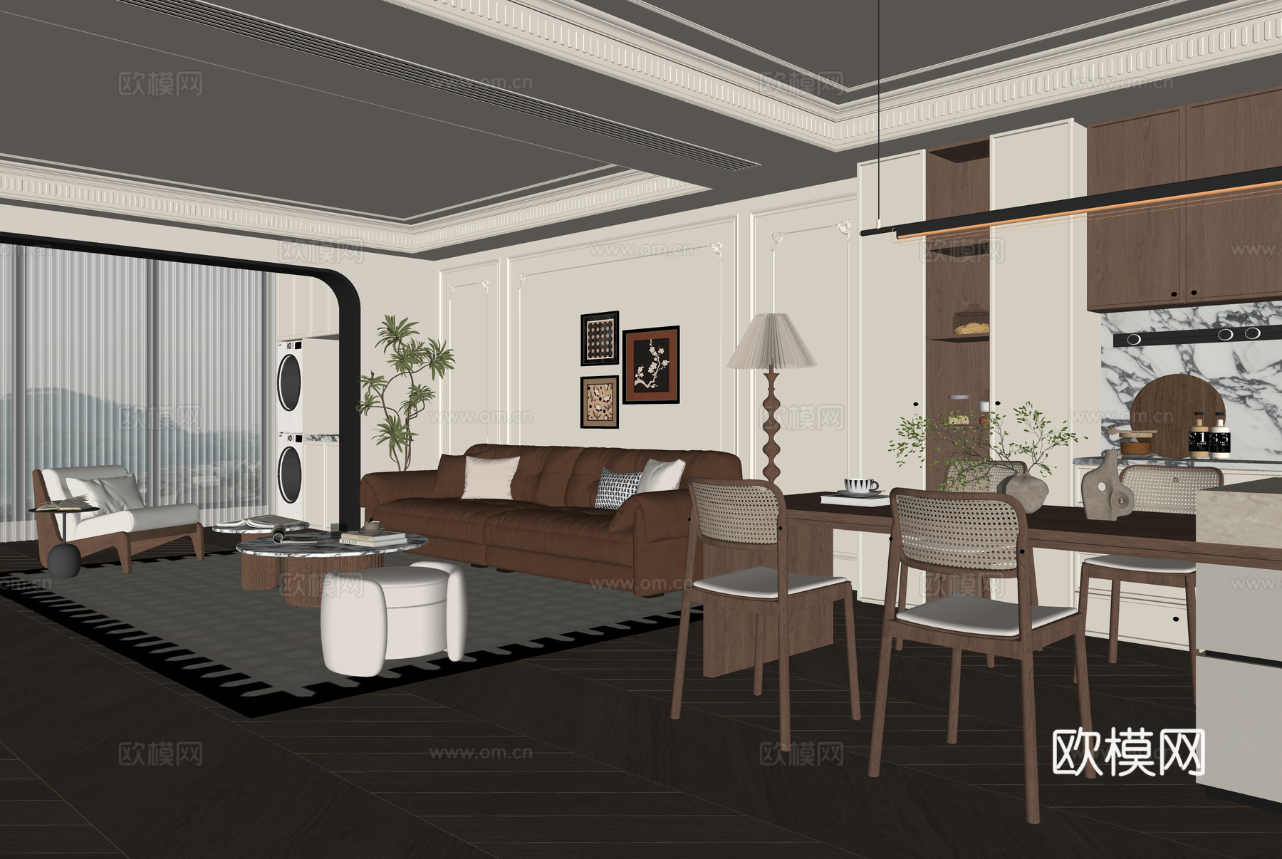 法式客餐厅su模型