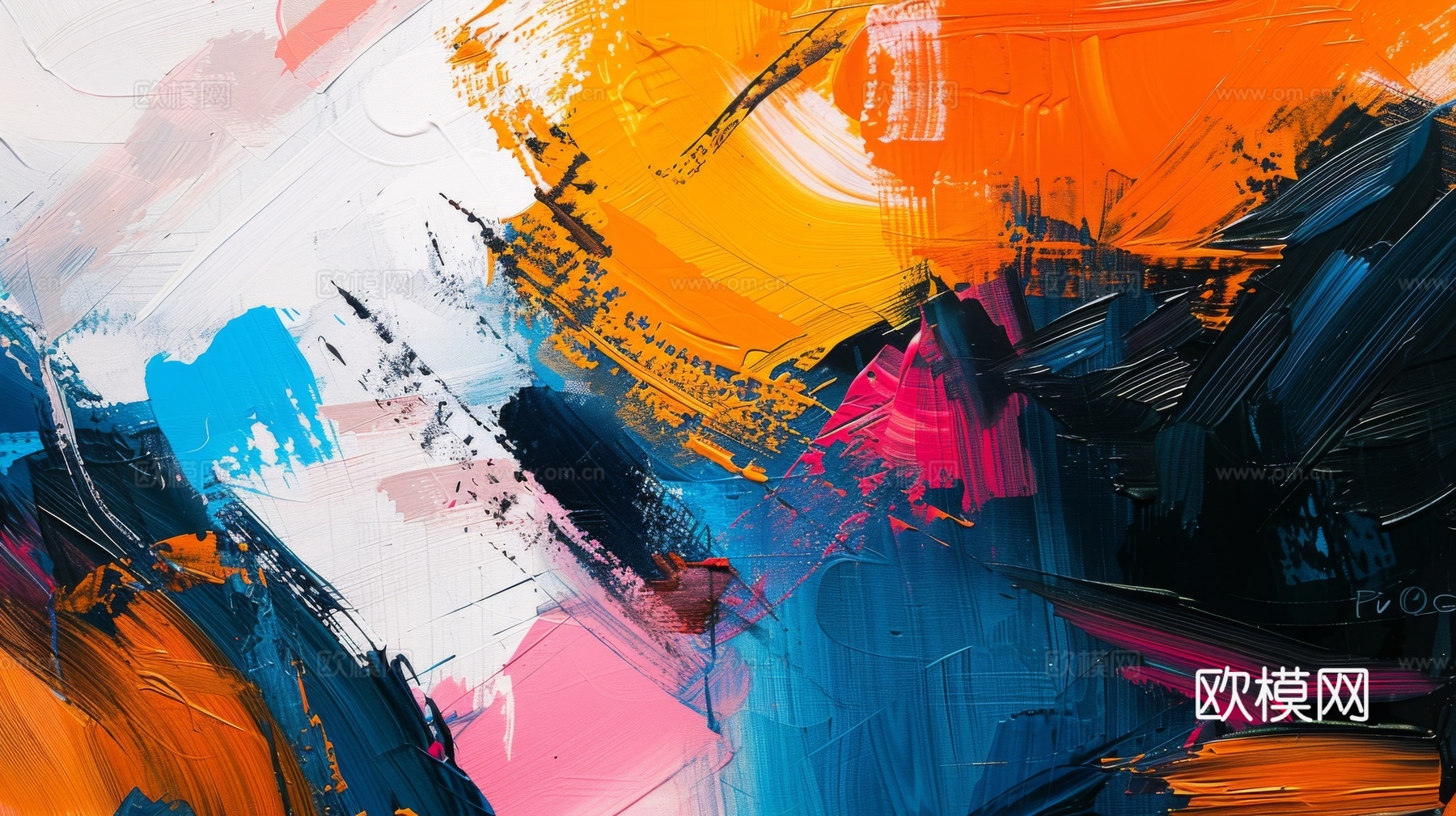 3D立体肌理油画涂抹背景壁纸下载（渲染图5）