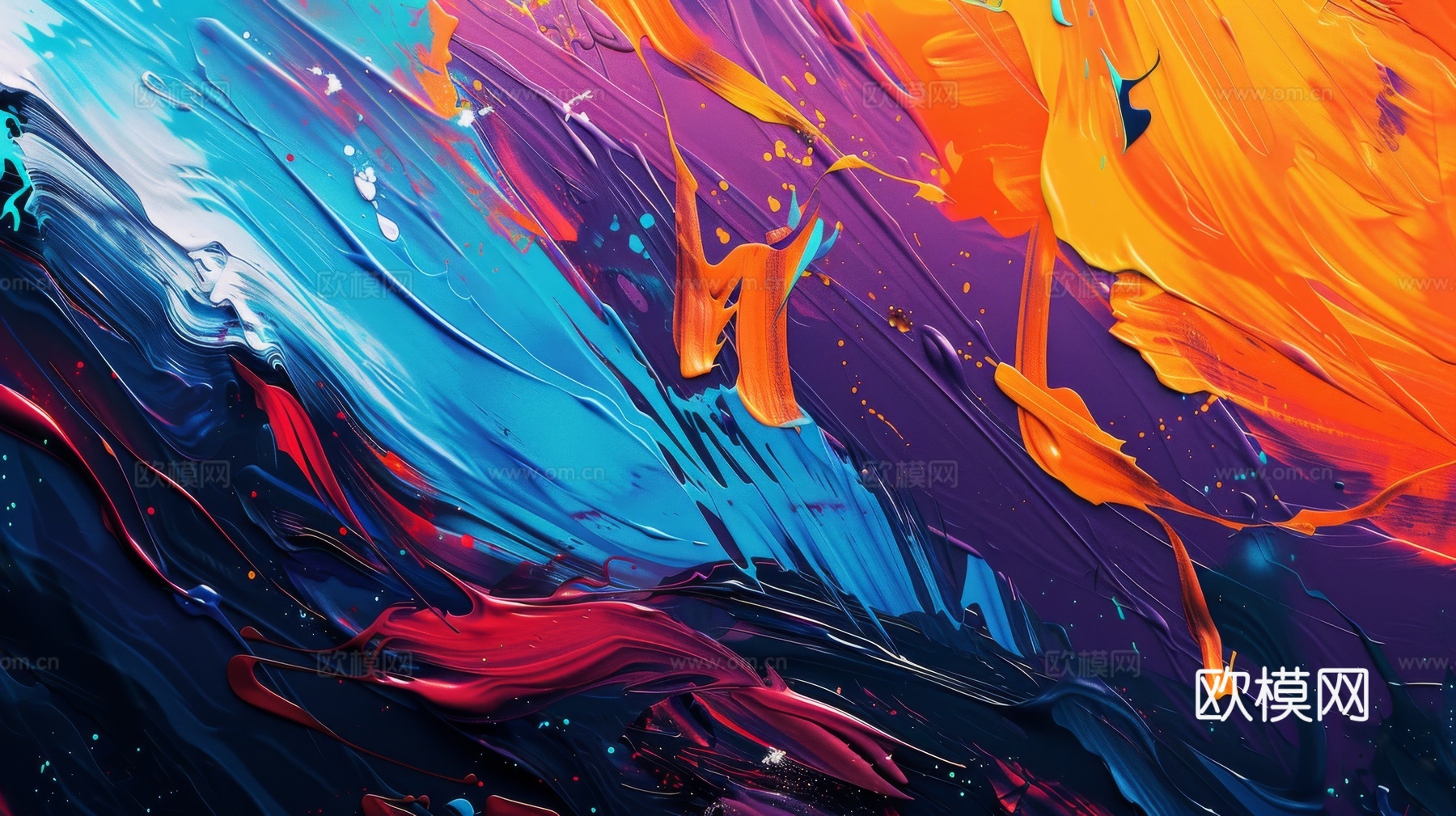 3D立体肌理油画涂抹背景壁纸下载（渲染图6）