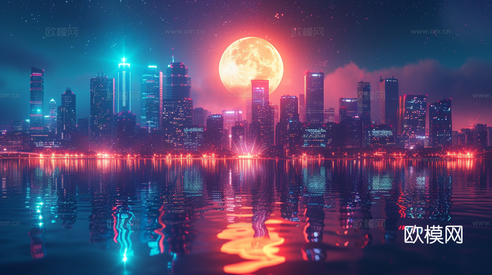 夜晚都市外景下載(渲染圖2)